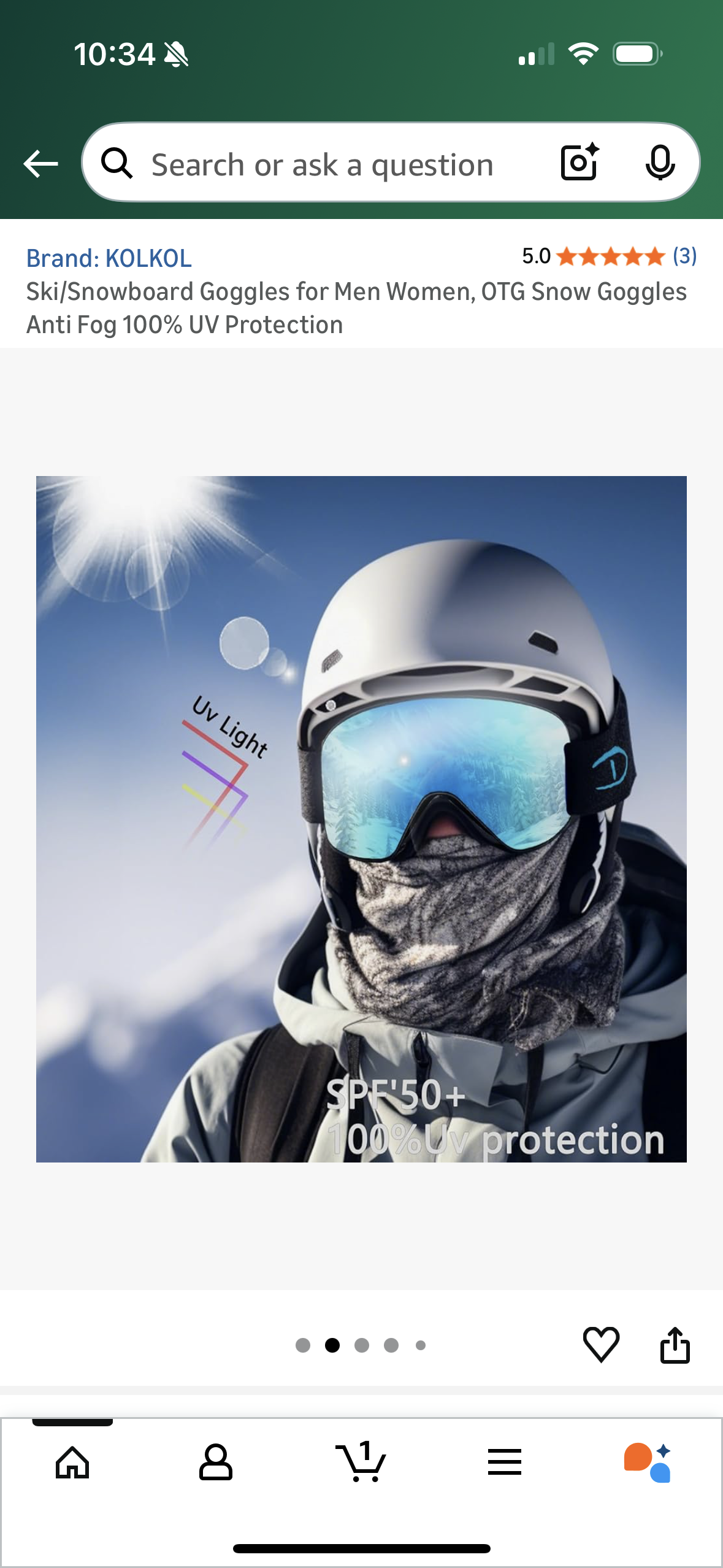 Ski/Snowboard Goggles for Men Women, OTG Snow Goggles Anti Fog 100% UV Protection