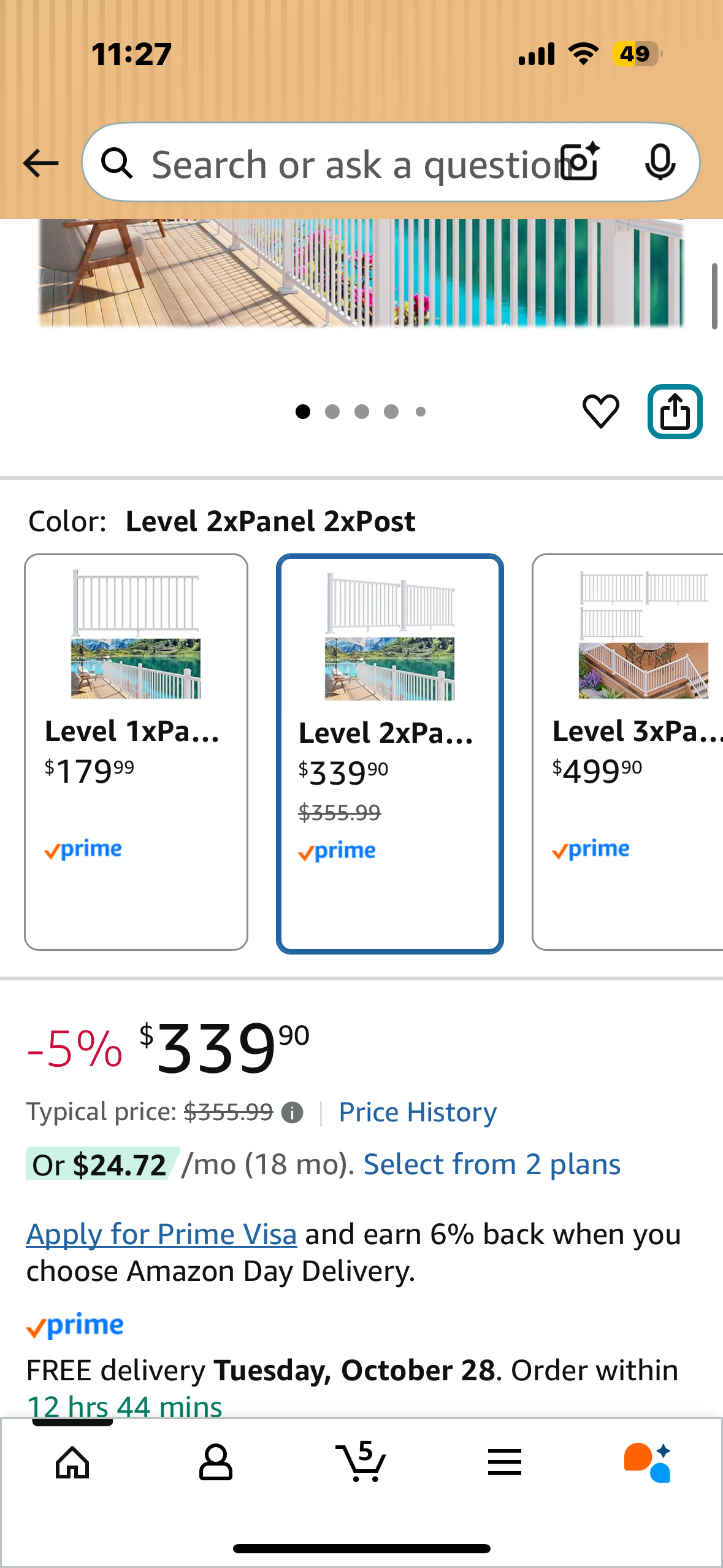 2 Pack 36 in. H x 6 ft. W Porch and Deck Railing Kit, Aluminum Railling Kit, White Outdoor Textured Powder-Coat Finish Rail System for Decks, Porches & Balconies (2 Post, 2 Panel) (G879)