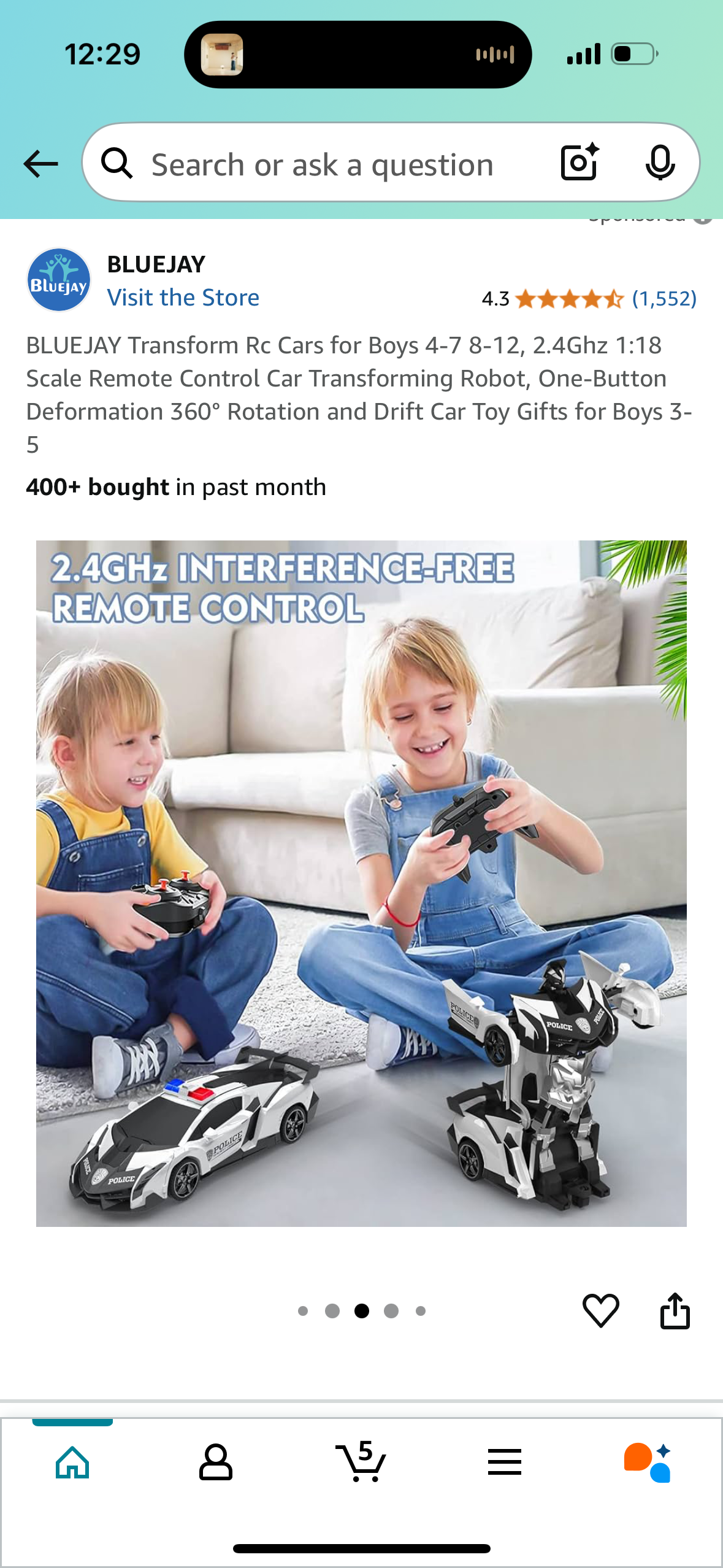 BLUEJAY Transform Rc Cars for Boys 4-7 8-12, 2.4Ghz 1:18 Scale Remote Control Car Transforming Robot, One-Button Deformation 360° Rotation and Drift Car Toy Gifts for Boys 3-5