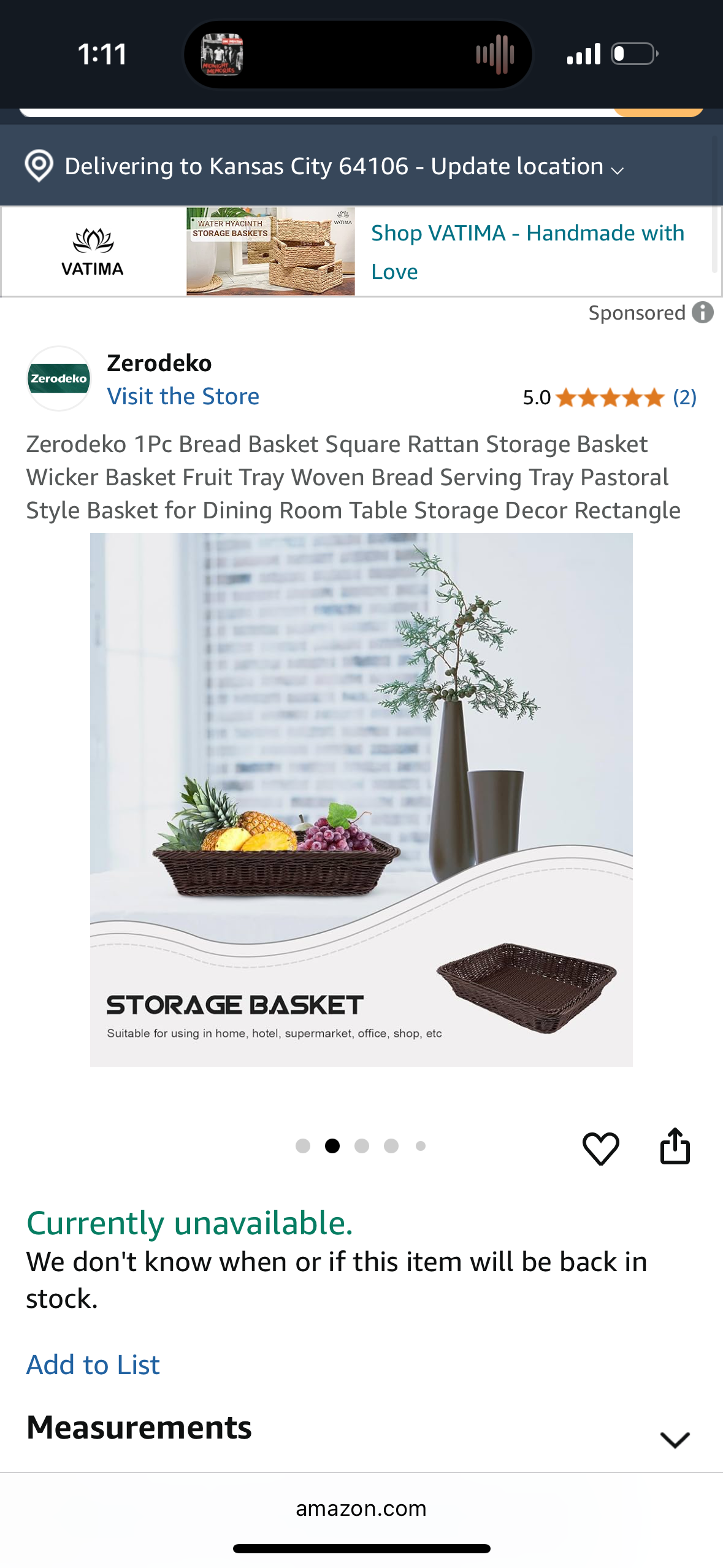 Zerodeko 1Pc Bread Basket Square Rattan Storage Basket Wicker Basket Fruit Tray Woven Bread Serving Tray Pastoral Style Basket for Dining Room Table Storage Decor Rectangle
