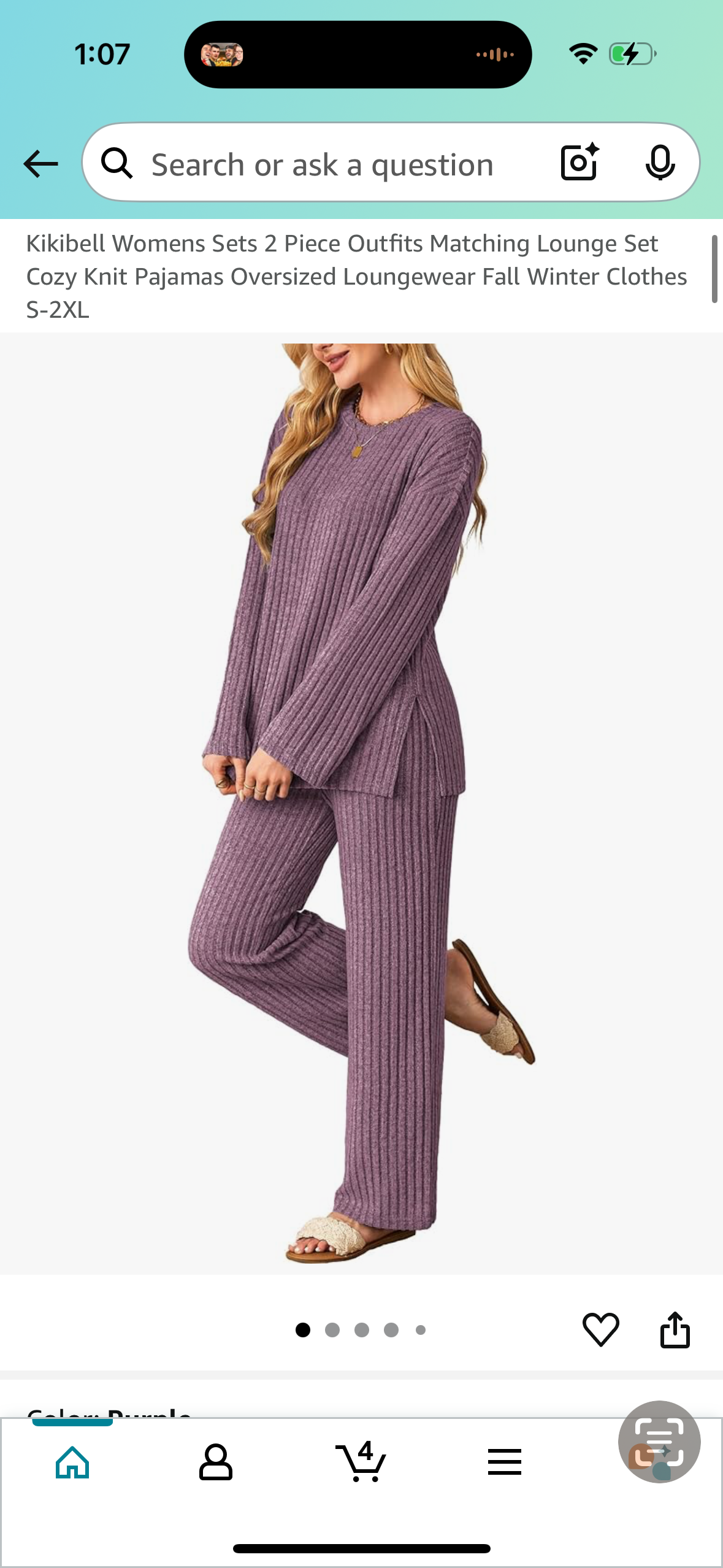 Women’s 2 Piece Outfit, Matching Lounge Set, Cozy Knit Pajamas, Oversized Loungewear (Size Large)