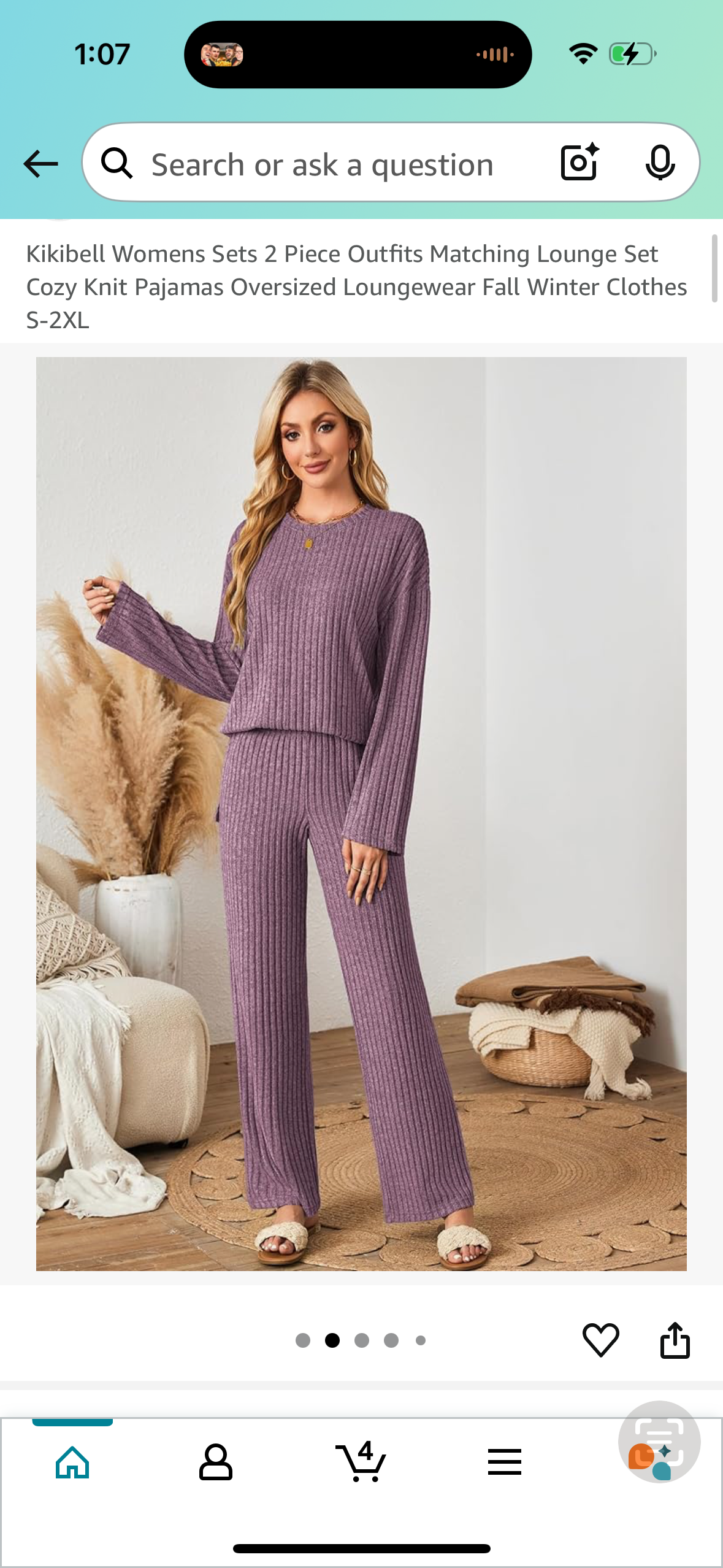 Women’s 2 Piece Outfit, Matching Lounge Set, Cozy Knit Pajamas, Oversized Loungewear (Size Large)