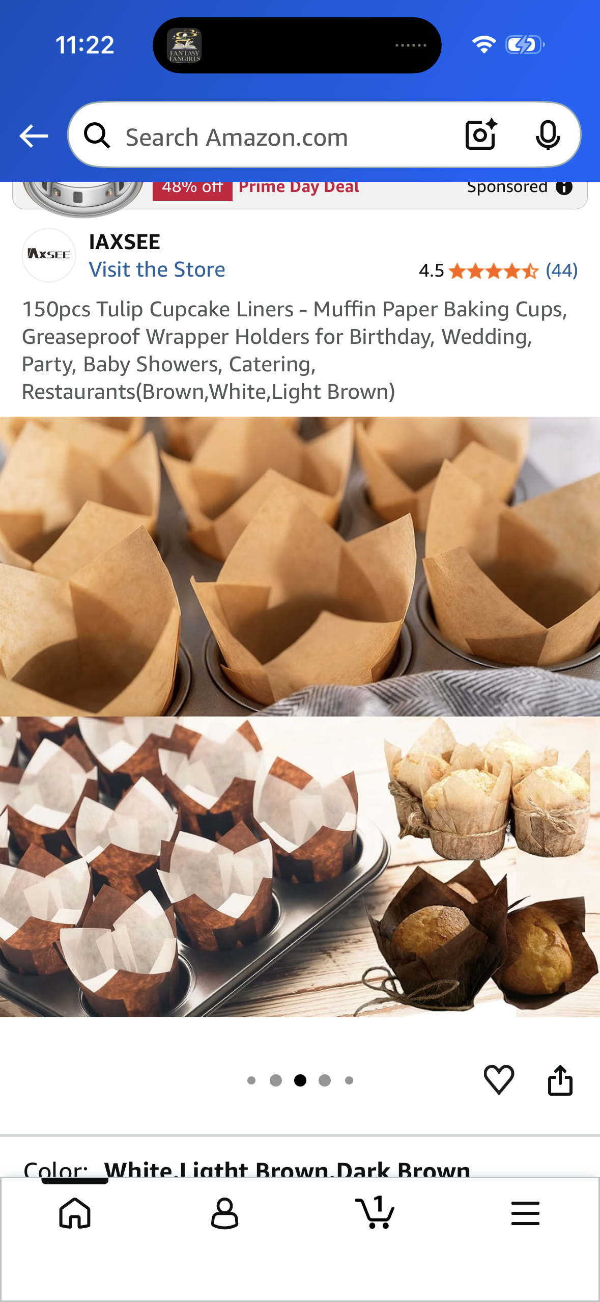 Wpxmer 150 Pieces Tulip Baking Paper Cups Cupcake Muffin Liners Baking Cup Holder for Party, Weddings Brown Natural and White Color
