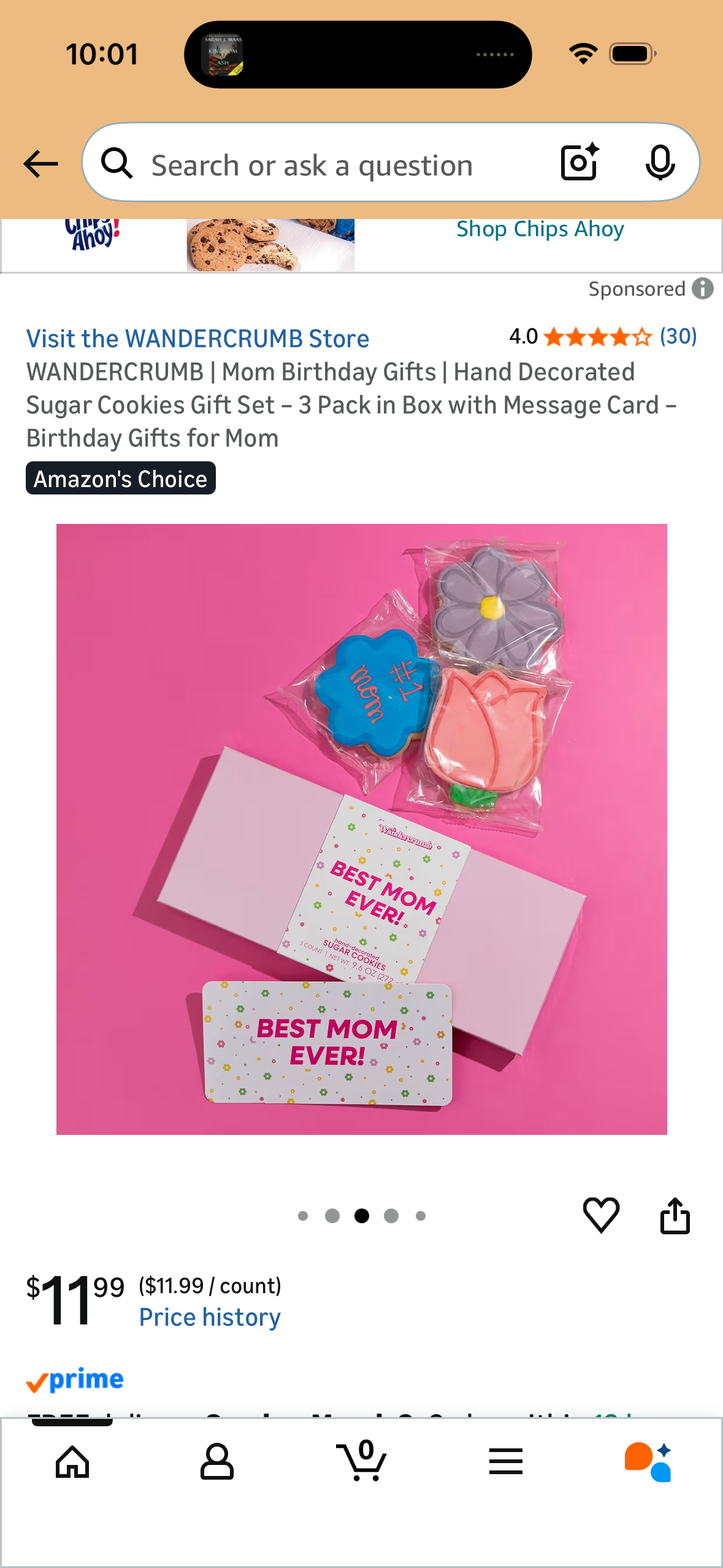 WANDERCRUMB | Mom Birthday Gifts | Hand Decorated Sugar Cookies Gift Set – 3 Pack in Box with Message Card – Birthday Gifts for Mom