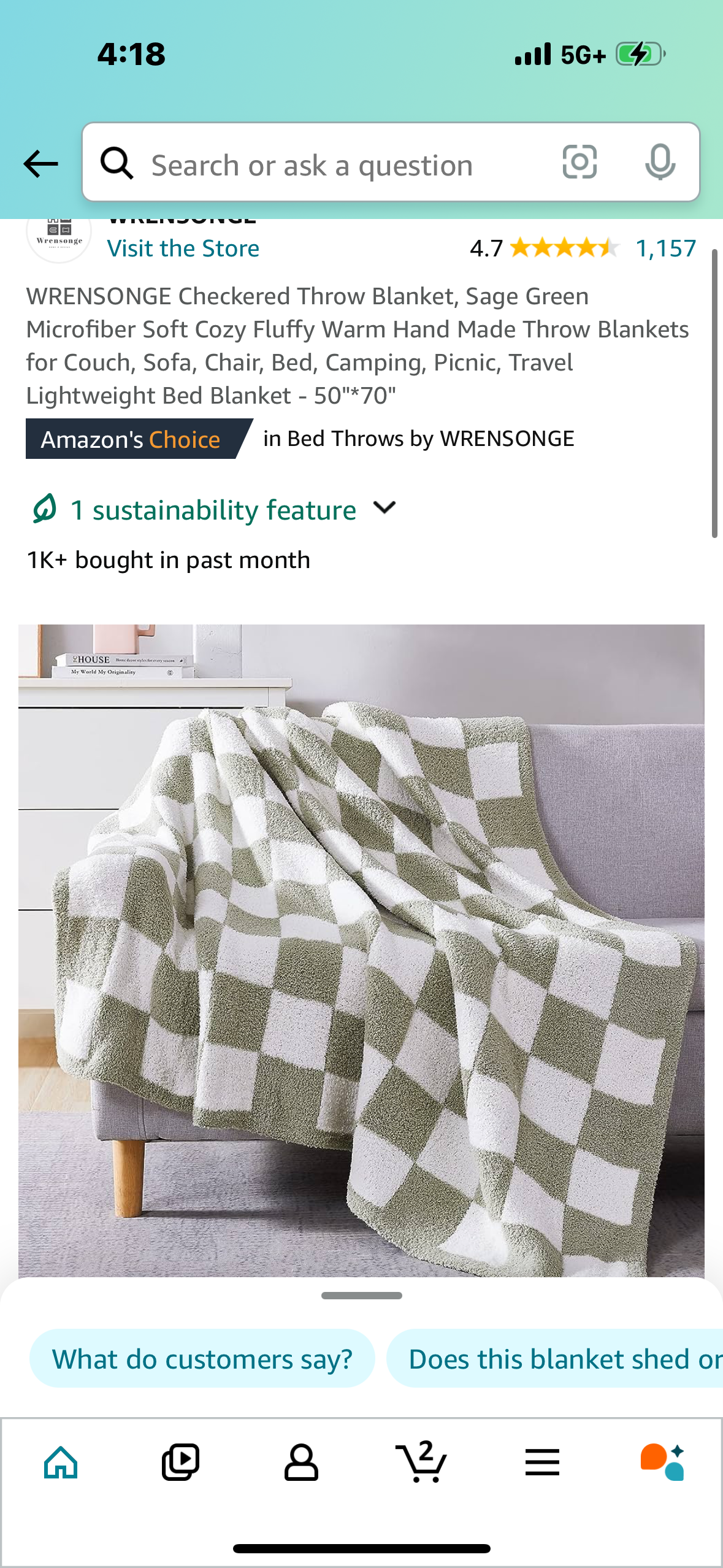 WRENSONGE Checkered Throw Blanket, Sage Green Microfiber Soft Cozy Fluffy Warm Hand Made Throw Blankets for Couch, Sofa, Chair, Bed, Camping, Picnic, Travel Lightweight Bed Blanket - 50"*70