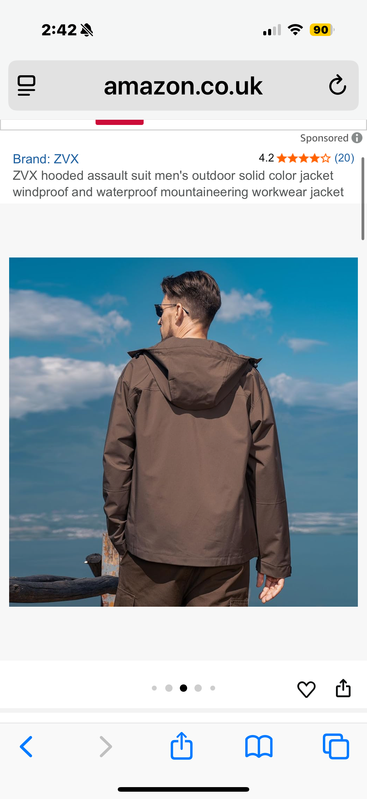 ZVX Hooded Assault Suit Men'S Outdoor Solid Color Jacket Windproof And Waterproof Mountaineering Workwear Jacket (Size Small)