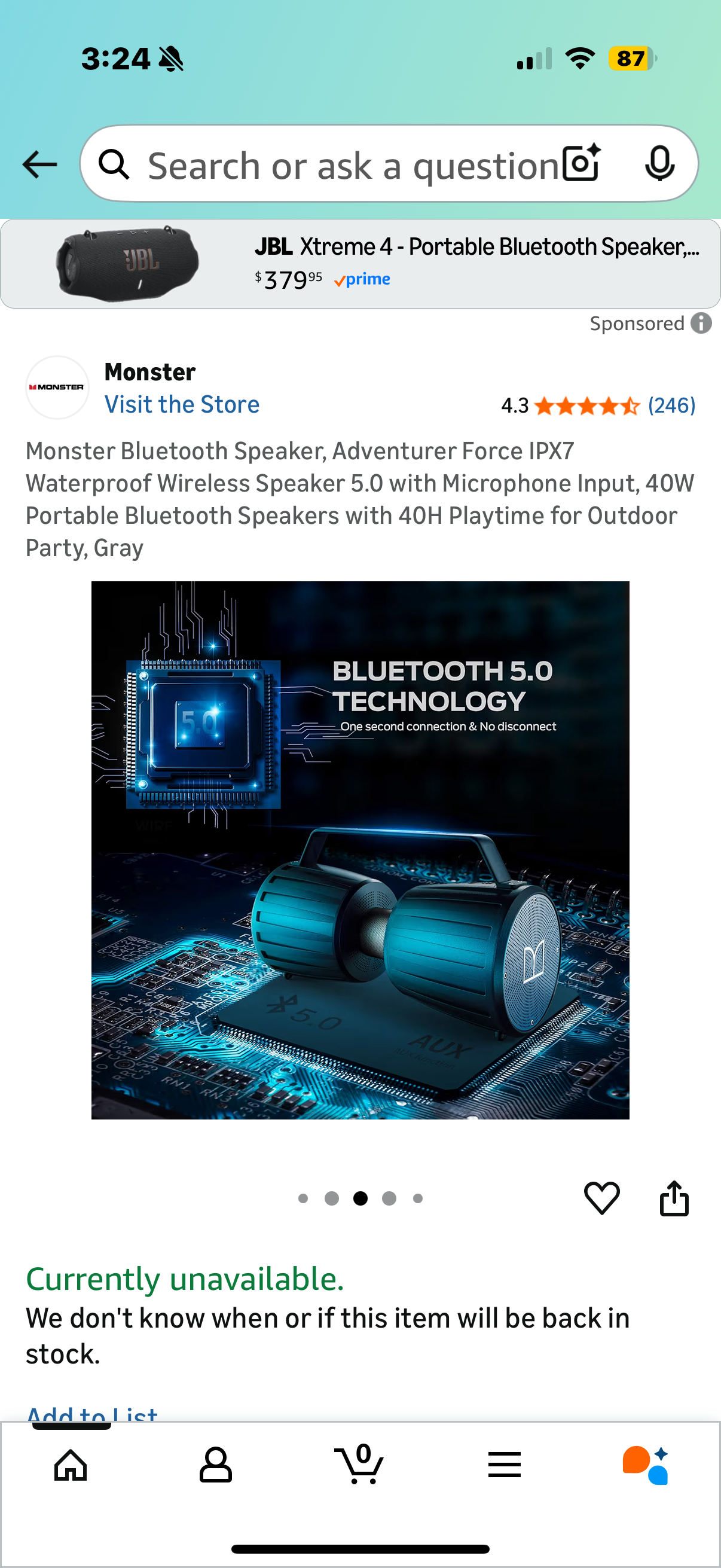 Monster Bluetooth Speaker, Adventurer Force IPX7 Waterproof Wireless Speaker 5.0 with Microphone Input, 40W Portable Bluetooth Speakers with 40H Playtime for Outdoor Party, Gray