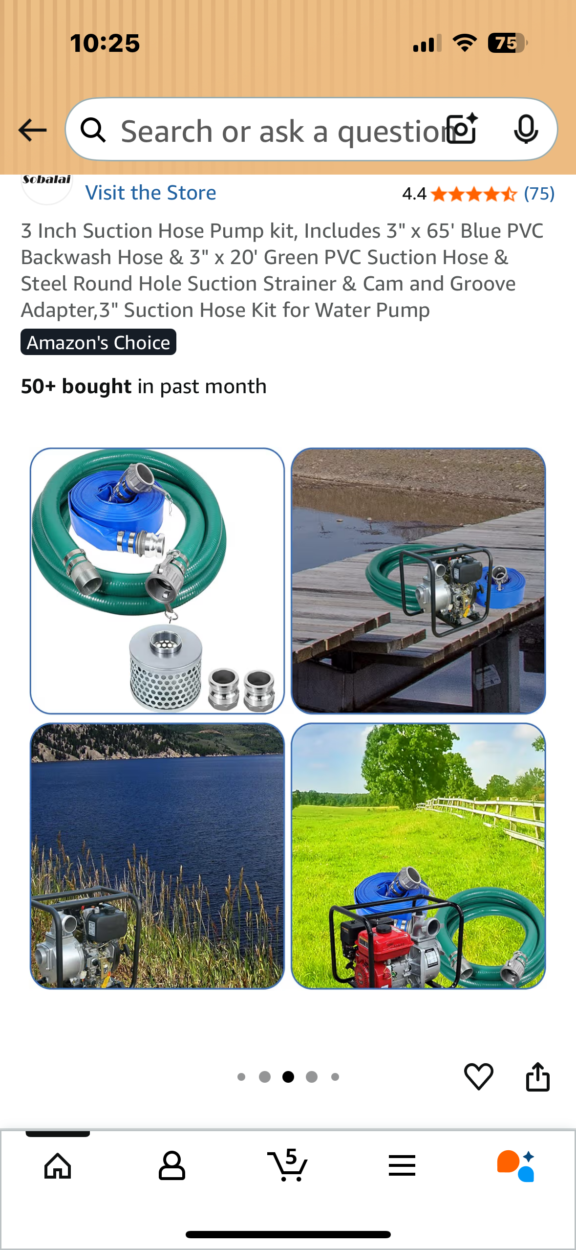 3 Inch Suction Hose Pump kit, Includes 3" x 65' Blue PVC Backwash Hose, 3" x 20' Green PVC Suction Hose, Steel Round Hole Suction Strainer, Cam and Groove Adapter (G881)
