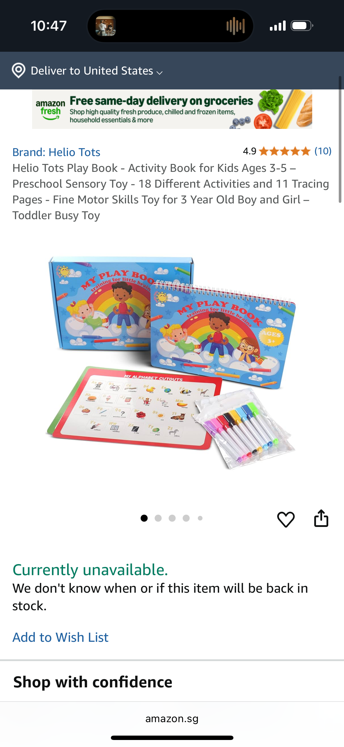 Helio Tots Play Book - Activity Book for Kids Ages 3-5 – Preschool Sensory Toy - 18 Different Activities and 11 Tracing Pages - Fine Motor Skills Toy for 3 Year Old Boy and Girl – Toddler Busy Toy