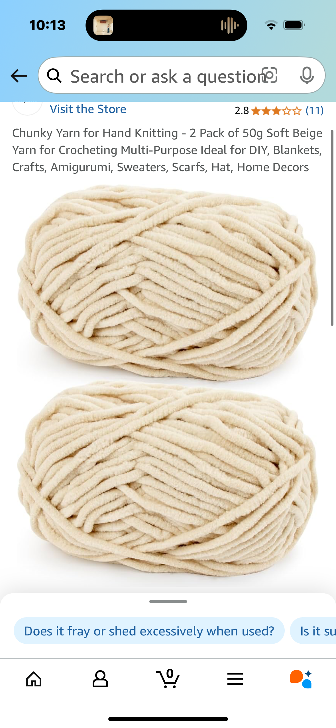 Chunky Yarn for Hand Knitting - 2 Pack of 50g Soft Beige Yarn for Crocheting Multi-Purpose Ideal for DIY, Blankets, Crafts, Amigurumi, Sweaters, Scarfs, Hat, Home Decors