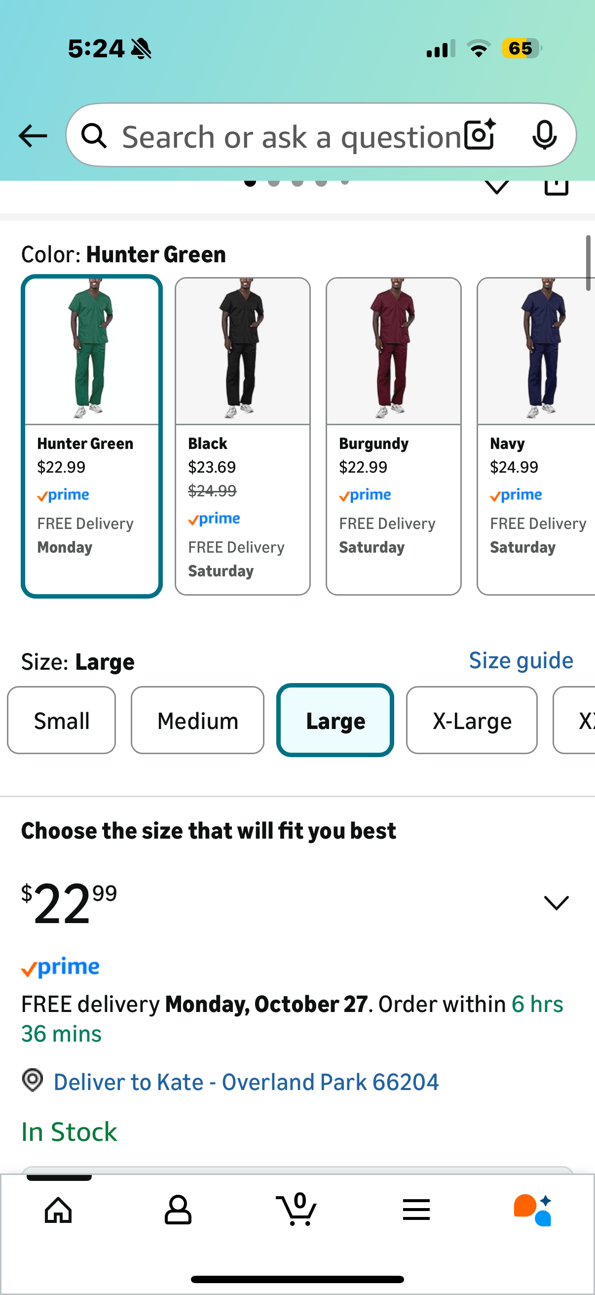 Adar Universal Unisex Scrubs - Unisex Drawstring Scrub Set (Size Large)