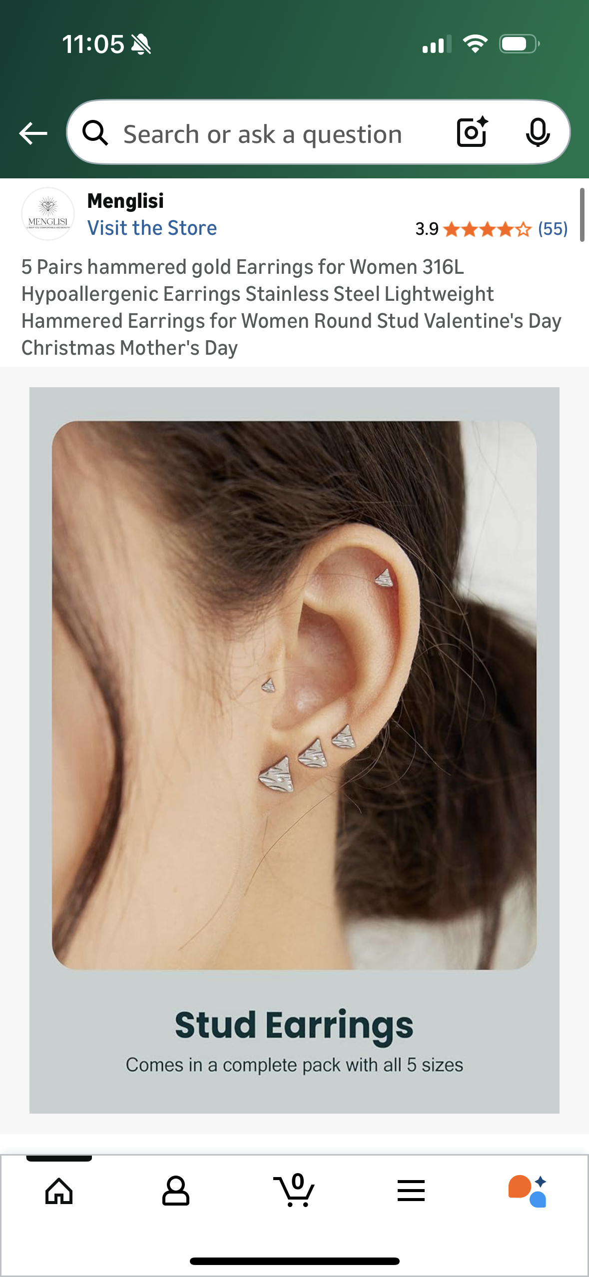 5 Pairs hammered gold Earrings for Women 316L Hypoallergenic Earrings Stainless Steel Lightweight Hammered Earrings