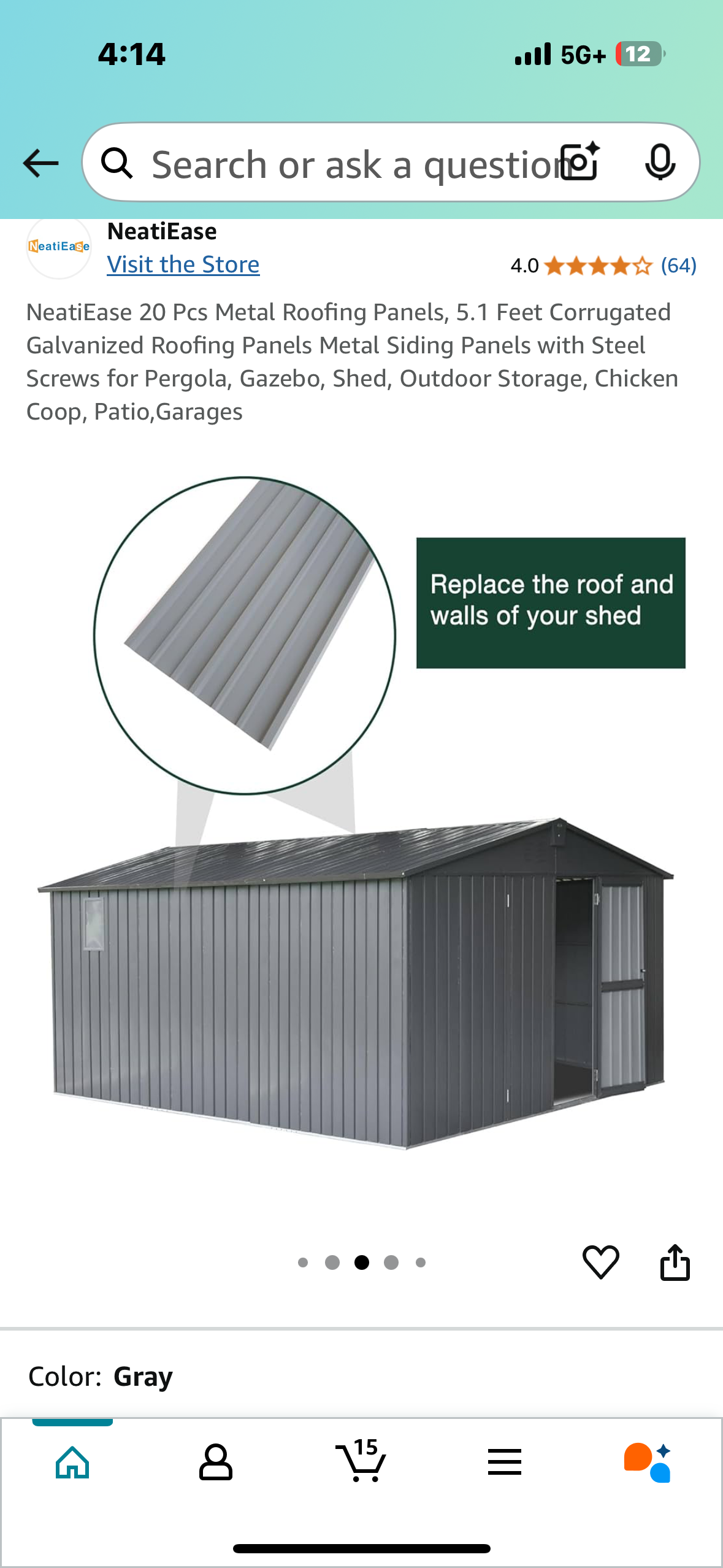 New - Corrugated Galvanized Panels with Steel Screws for Pergola, Gazebo, Shed, Outdoor Storage, Chicken Coop, Patio, Garages, 20 pieces (G736)