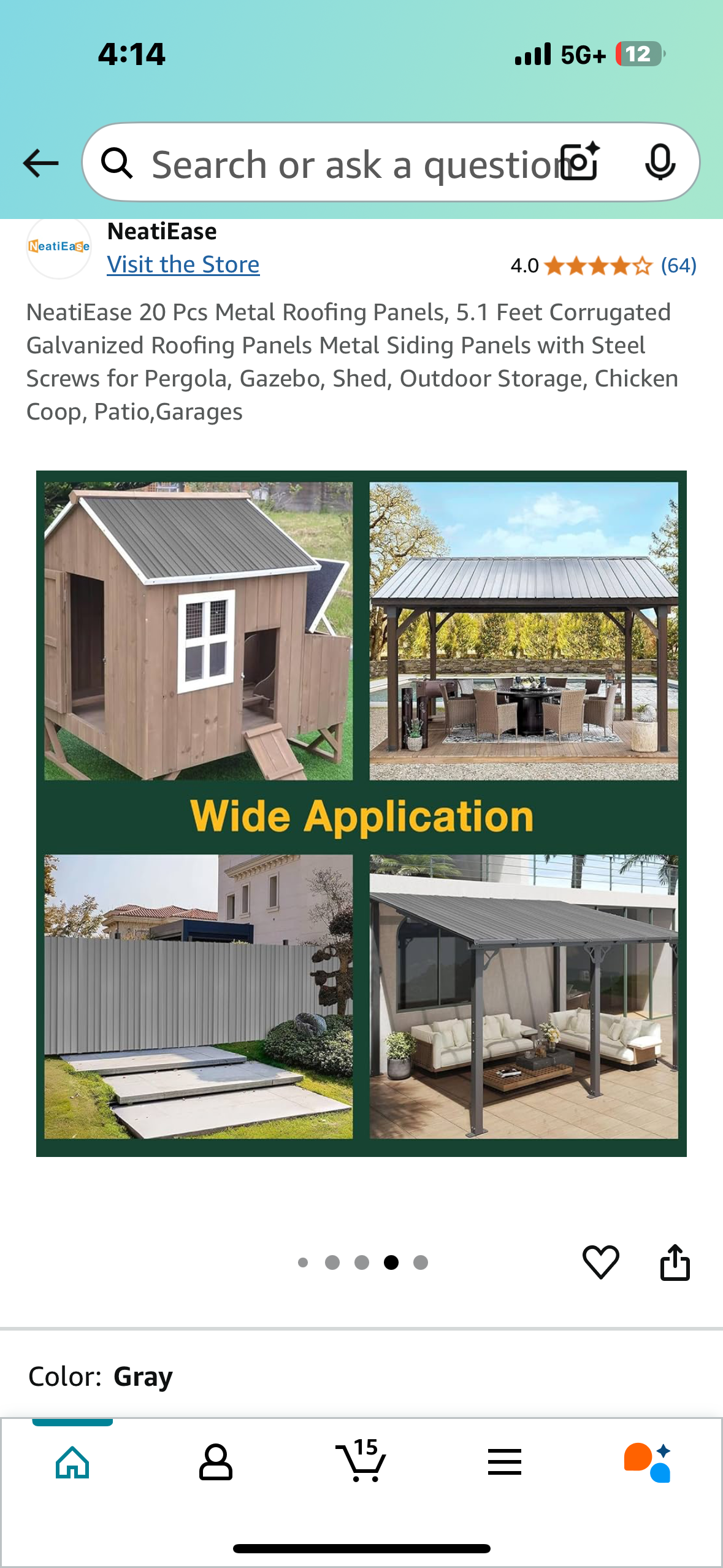 New - Corrugated Galvanized Panels with Steel Screws for Pergola, Gazebo, Shed, Outdoor Storage, Chicken Coop, Patio, Garages, 20 pieces (G736)