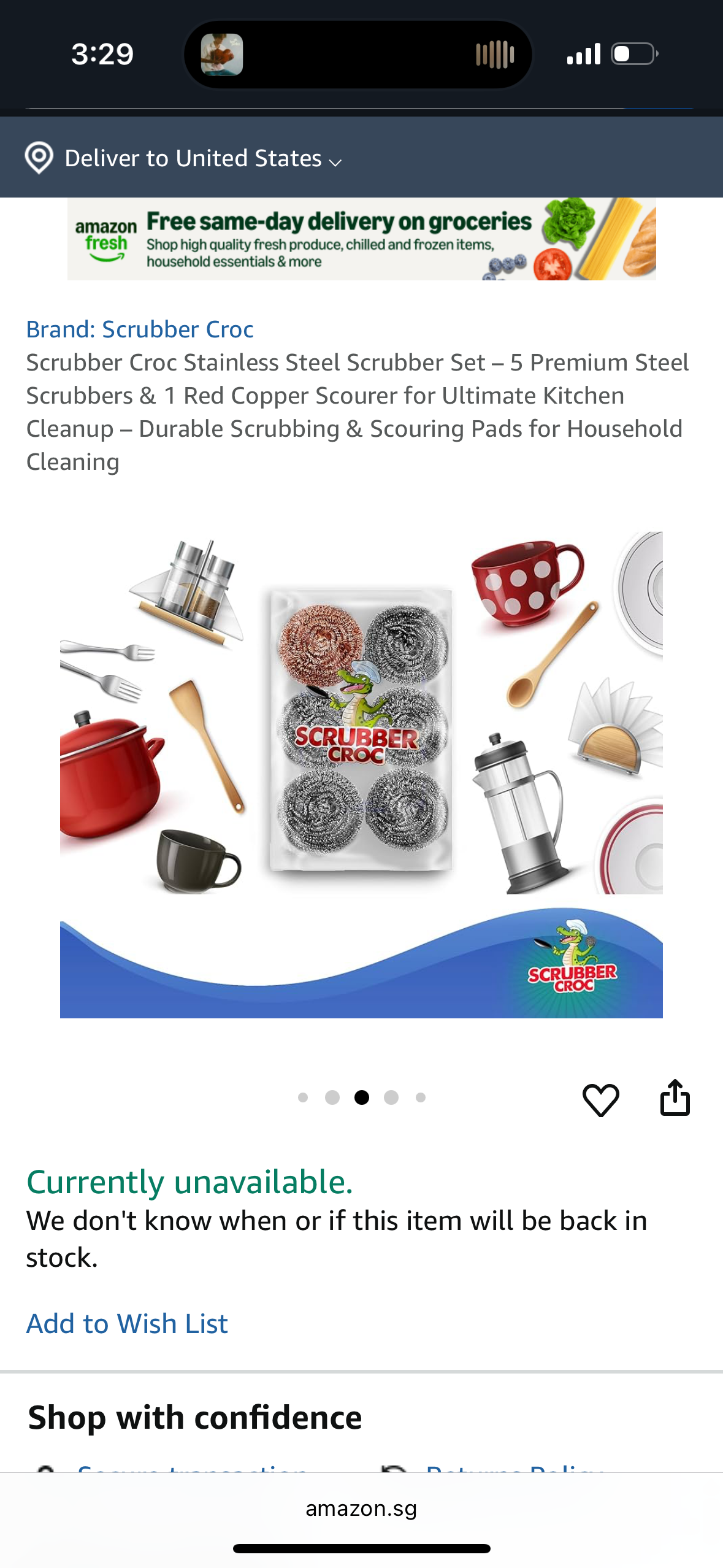 Scrubber Croc Stainless Steel Scrubber Set – 5 Premium Steel Scrubbers & 1 Red Copper Scourer for Ultimate Kitchen Cleanup – Durable Scrubbing & Scouring Pads for Household Cleaning
