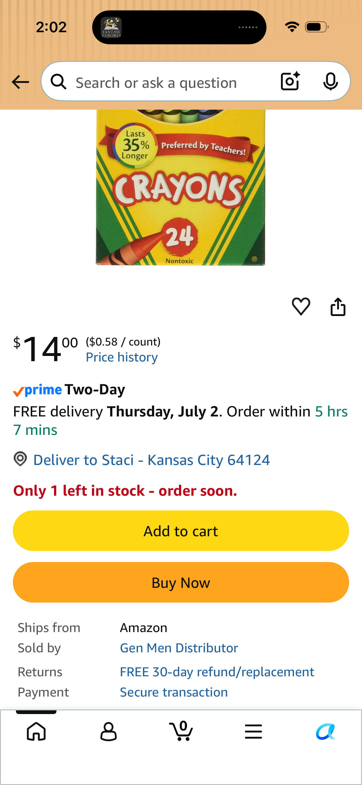 Crayola Crayons 24 Count Box- (6-Pack)
