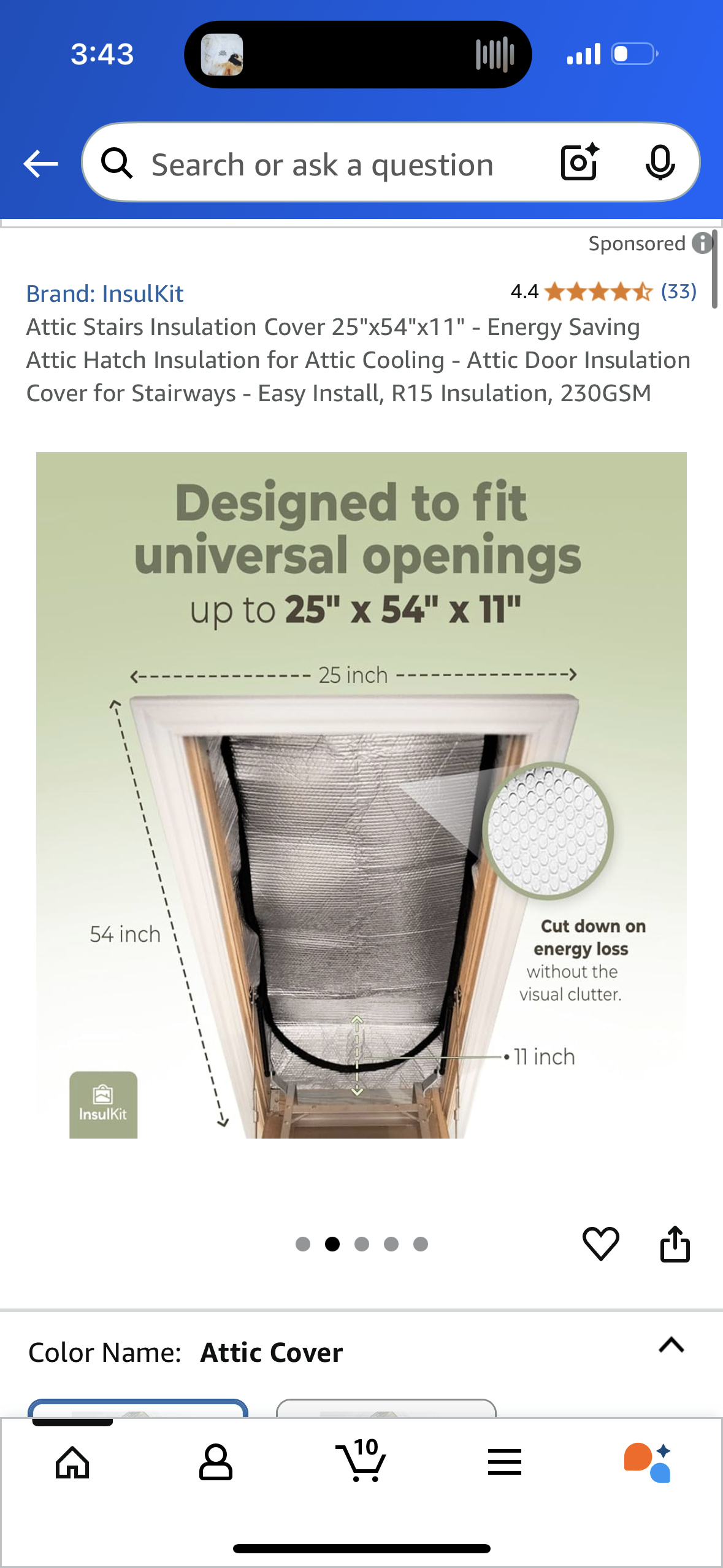 Attic Stairs Insulation Cover 25"x54"x11" - Energy Saving Attic Hatch Insulation for Attic Cooling - Attic Door Insulation Cover for Stairways - Easy Install, R15 Insulation, 230GSM