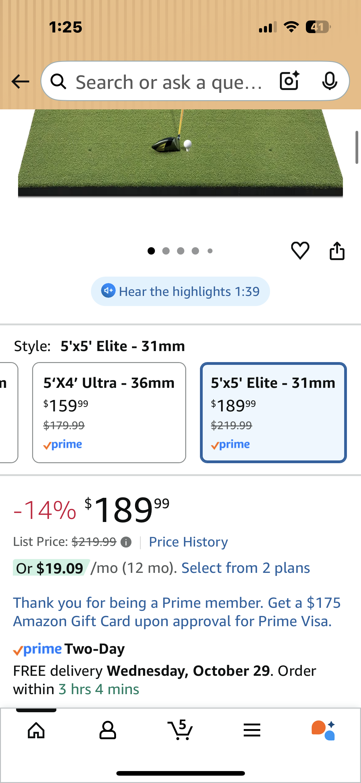 Bltend Golf Mat: 5x4ft & 5x5ft Heavy-Duty Golf Hitting Mats Practice Outdoor/Indoor, Elite Dense Artificial Turf Matt Training Aid for Backyard/Garage/Driving Range/Simulators (W527)