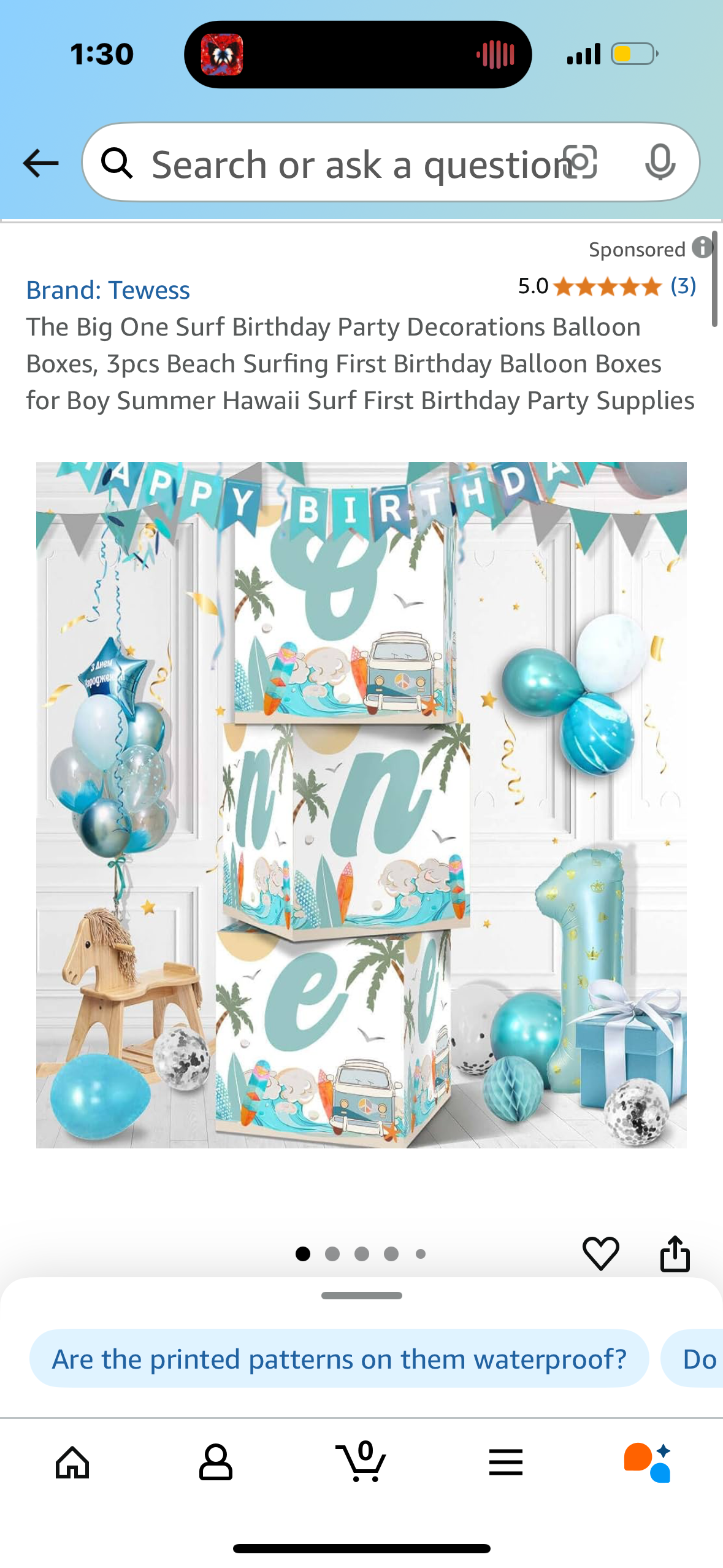 The Big One Surf Birthday Party Decorations Balloon Boxes, 3pcs Beach Surfing First Birthday Balloon Boxes for Boy Summer Hawaii Surf First Birthday Party Supplies