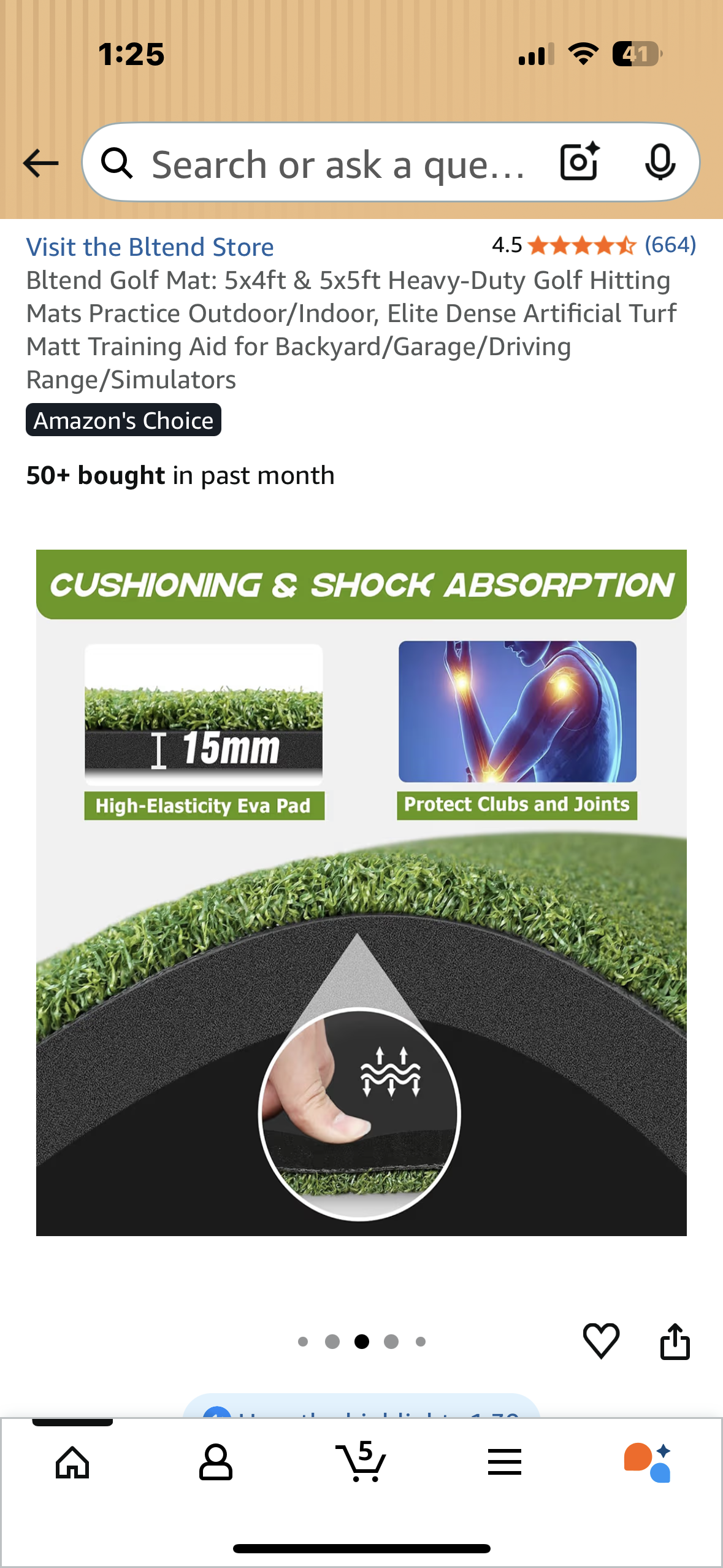 Bltend Golf Mat: 5x4ft & 5x5ft Heavy-Duty Golf Hitting Mats Practice Outdoor/Indoor, Elite Dense Artificial Turf Matt Training Aid for Backyard/Garage/Driving Range/Simulators (W527)