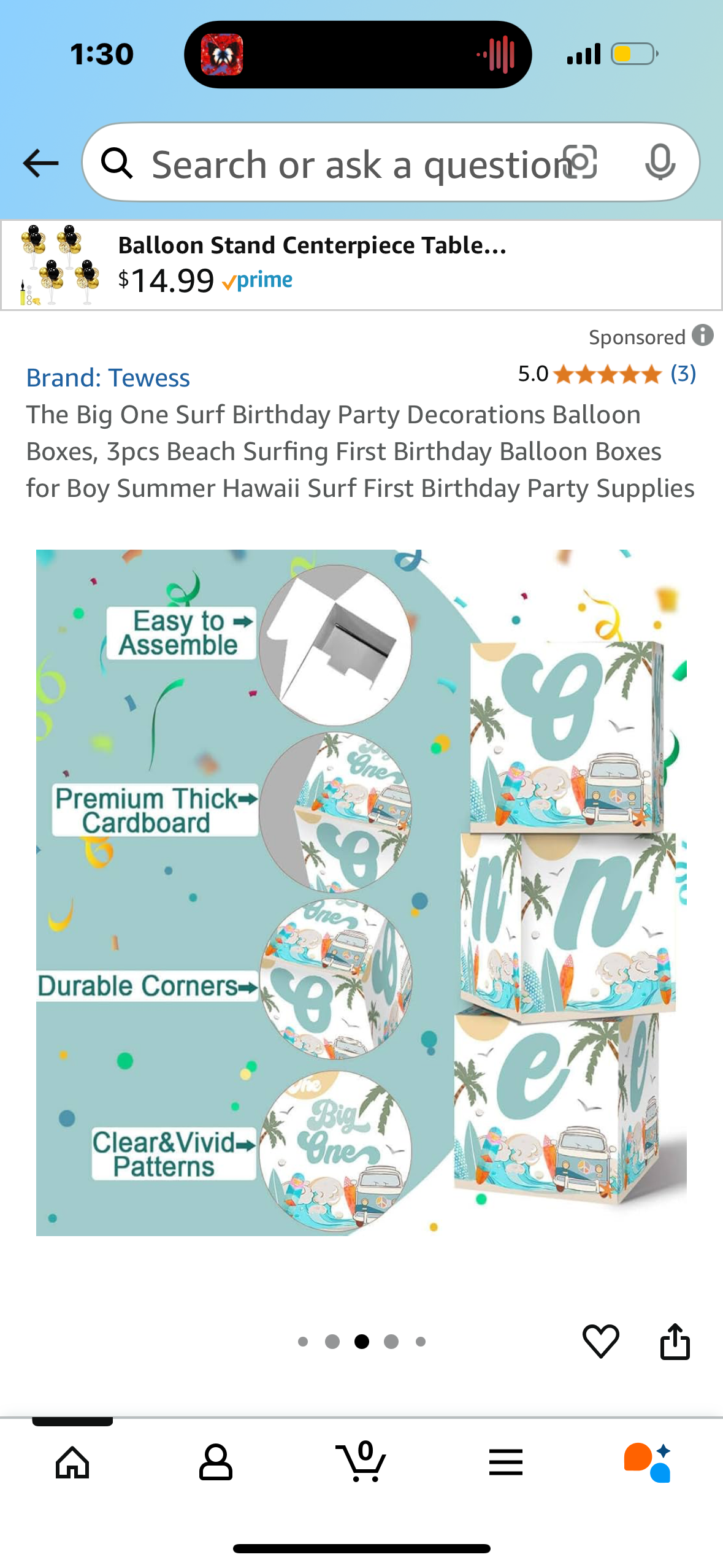 The Big One Surf Birthday Party Decorations Balloon Boxes, 3pcs Beach Surfing First Birthday Balloon Boxes for Boy Summer Hawaii Surf First Birthday Party Supplies