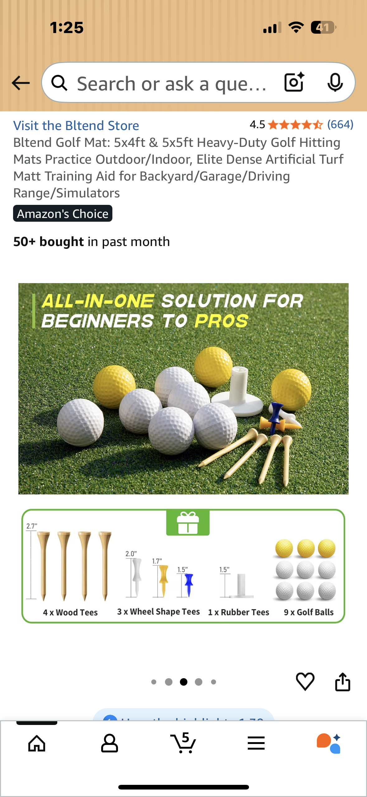 Bltend Golf Mat: 5x4ft & 5x5ft Heavy-Duty Golf Hitting Mats Practice Outdoor/Indoor, Elite Dense Artificial Turf Matt Training Aid for Backyard/Garage/Driving Range/Simulators (W527)