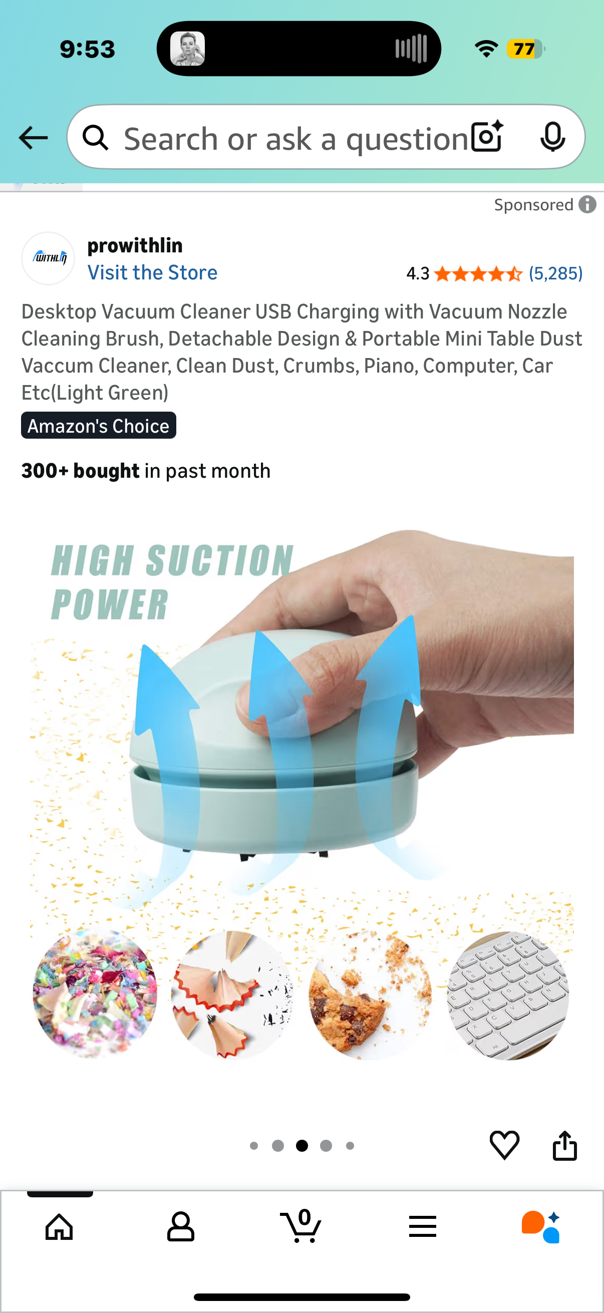 Desktop Vacuum Cleaner USB Charging with Vacuum Nozzle Cleaning Brush, Detachable Design & Portable Mini Table Dust Vaccum Cleaner, Clean Dust, Crumbs, Piano, Computer, Car Etc(Light Green