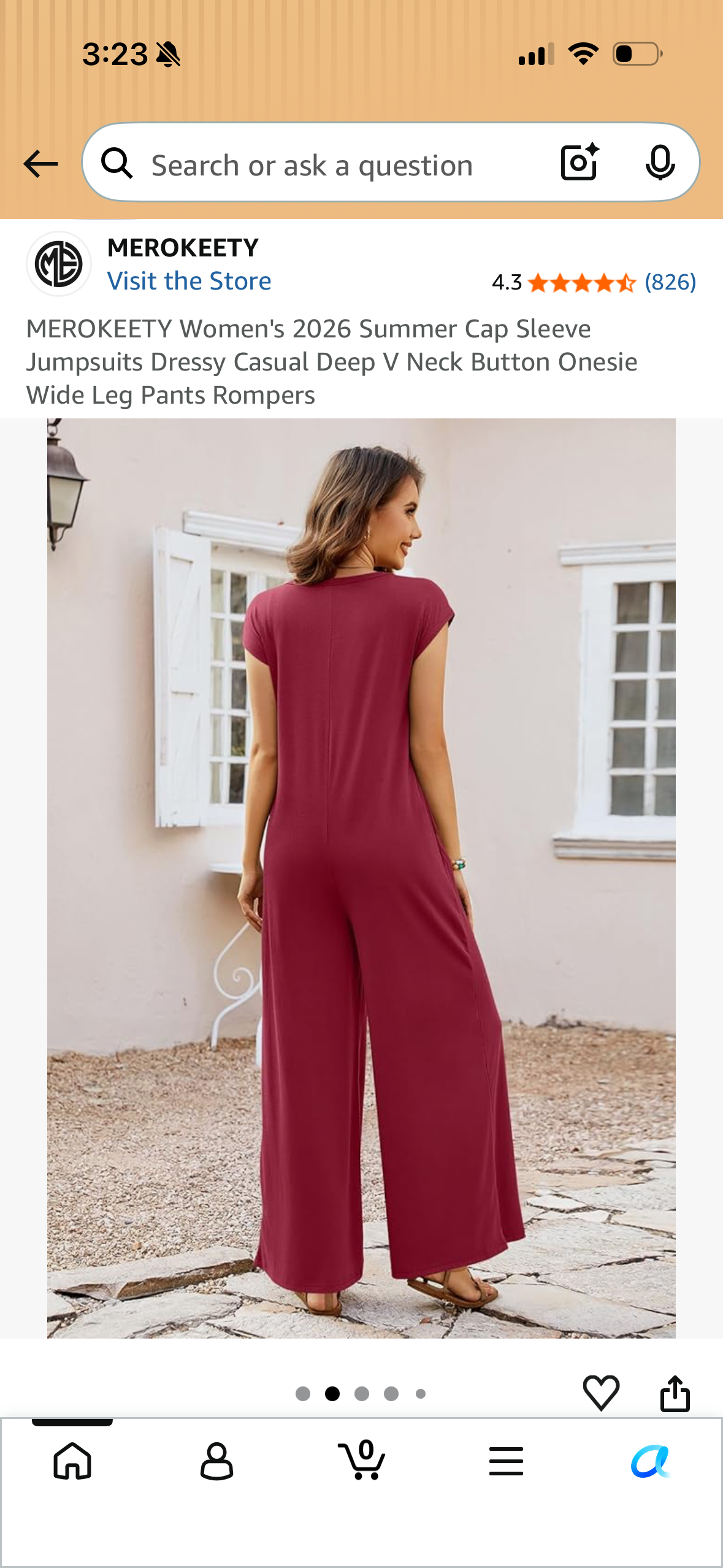 MEROKEETY Women's 2026 Summer Cap Sleeve Jumpsuits Dressy Casual Deep V Neck Button Onesie Wide Leg Pants Rompers (Size Small)