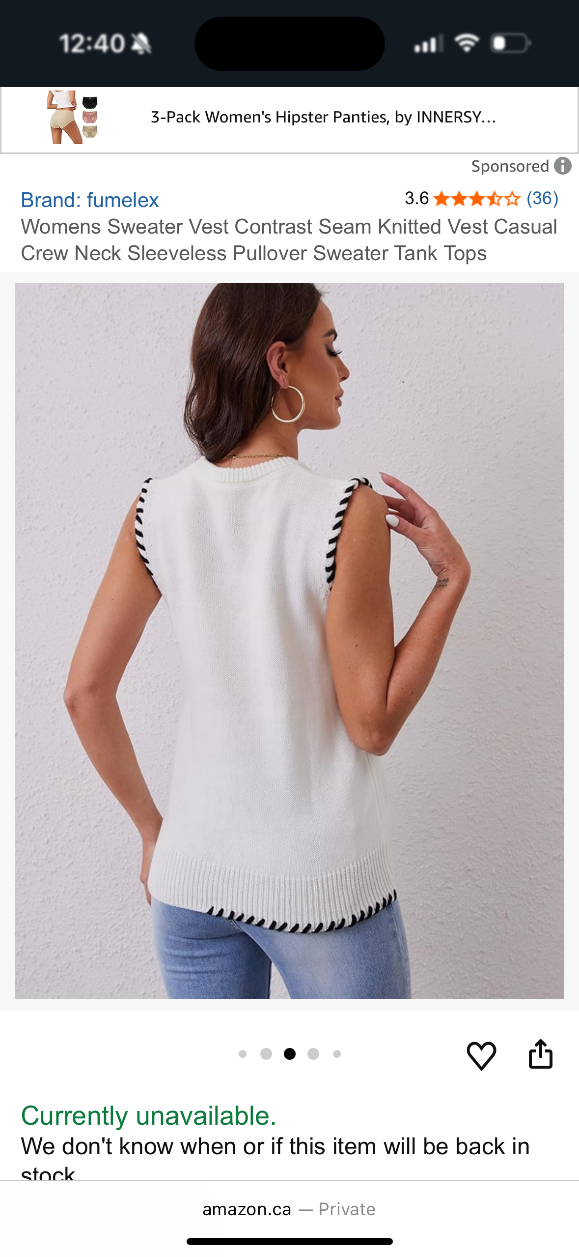 Womens Sweater Vest Knitted (Size X-Large)