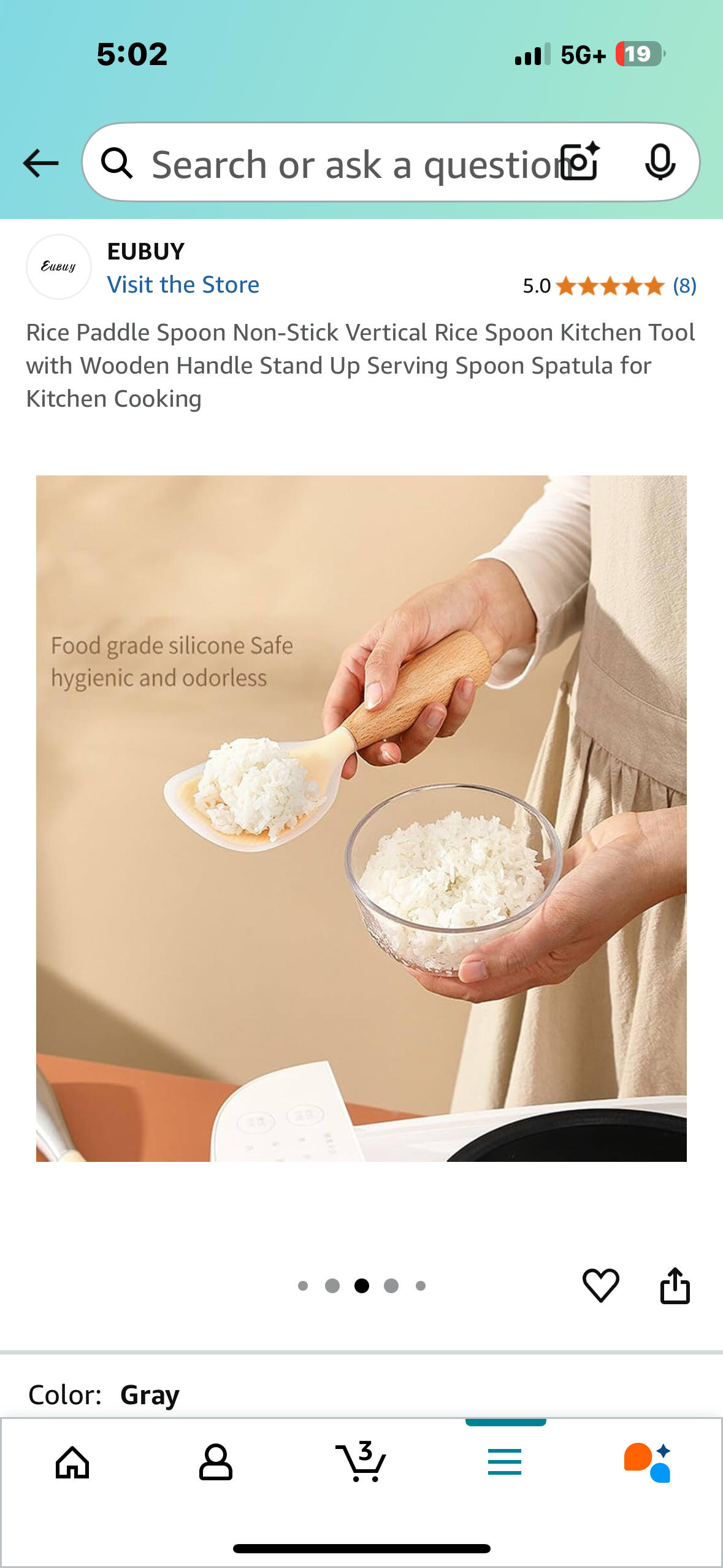 Rice Paddle Spoon Non-Stick Vertical Rice Spoon Kitchen Tool with Wooden Handle Stand Up Serving Spoon Spatula for Kitchen Cooking