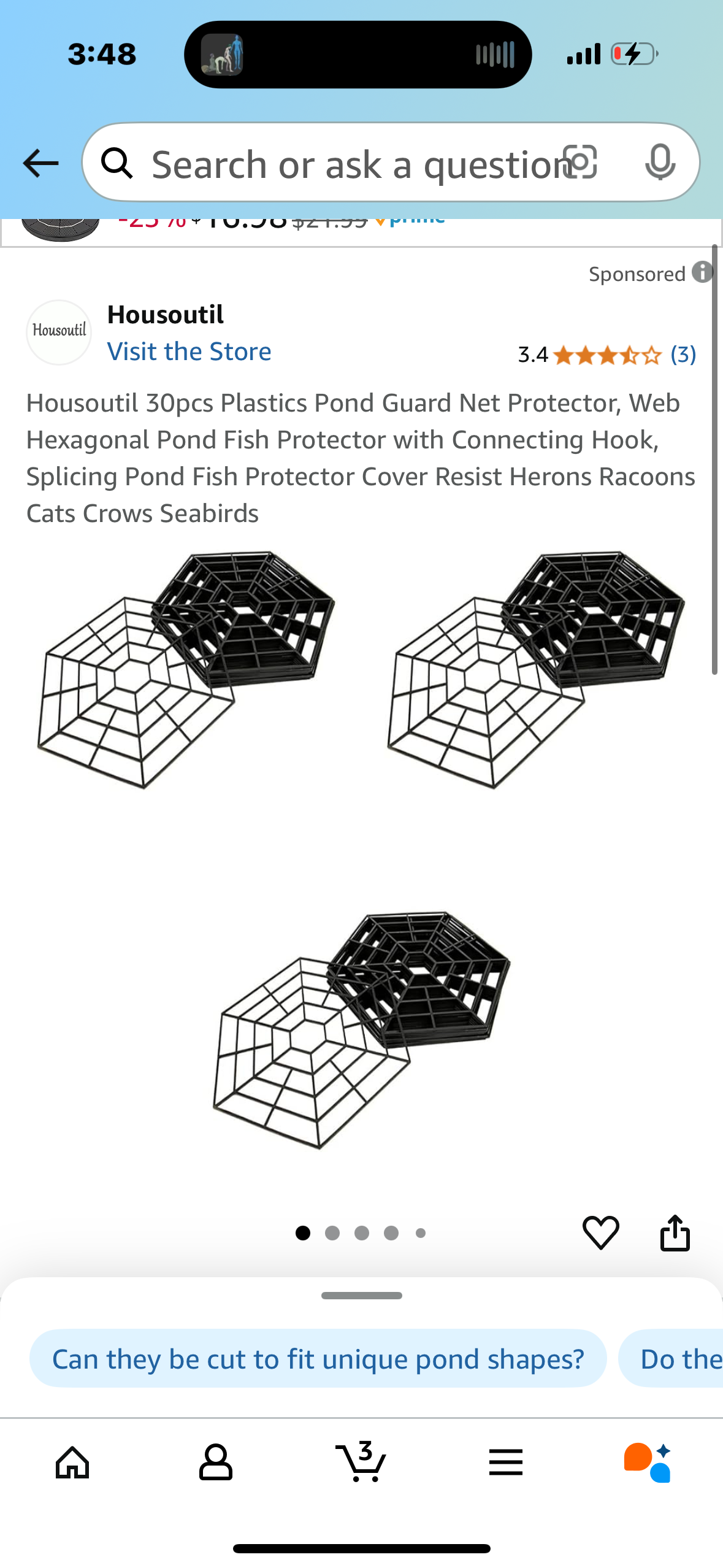 Housoutil 30pcs Plastics Pond Guard Net Protector, Web Hexagonal Pond Fish Protector with Connecting Hook, Splicing Pond Fish Protector Cover Resist Herons Racoons Cats Crows Seabirds