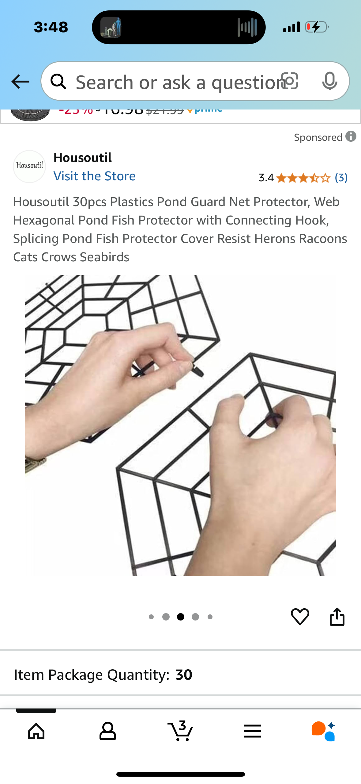 Housoutil 30pcs Plastics Pond Guard Net Protector, Web Hexagonal Pond Fish Protector with Connecting Hook, Splicing Pond Fish Protector Cover Resist Herons Racoons Cats Crows Seabirds