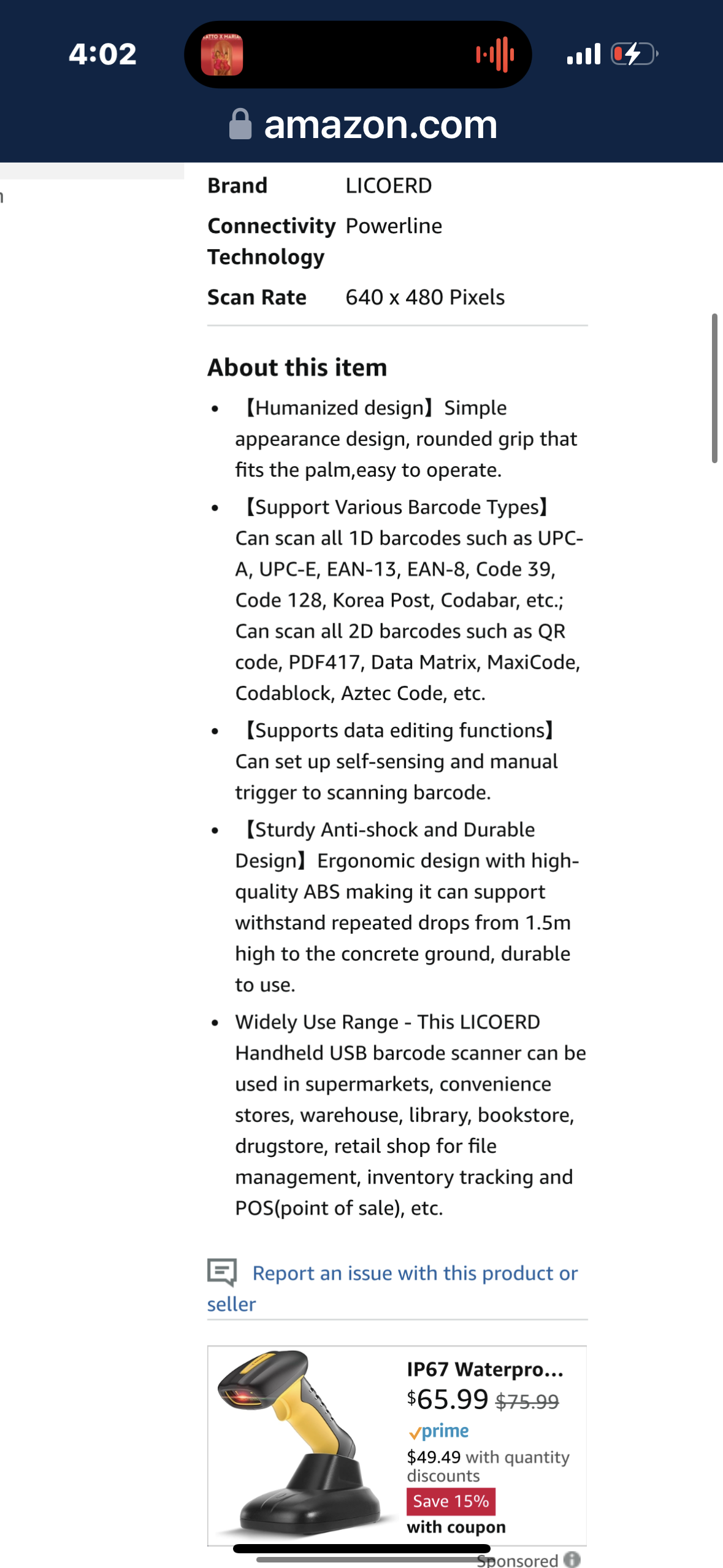 LICOERD Handheld Barcode Scanner with Stand,1D 2D QR Code Scanner Wired Inventory DataMatrix Code Reader for POS System Sensing, Store, Supermarket, Warehouse (Wired Scanner with Stand)