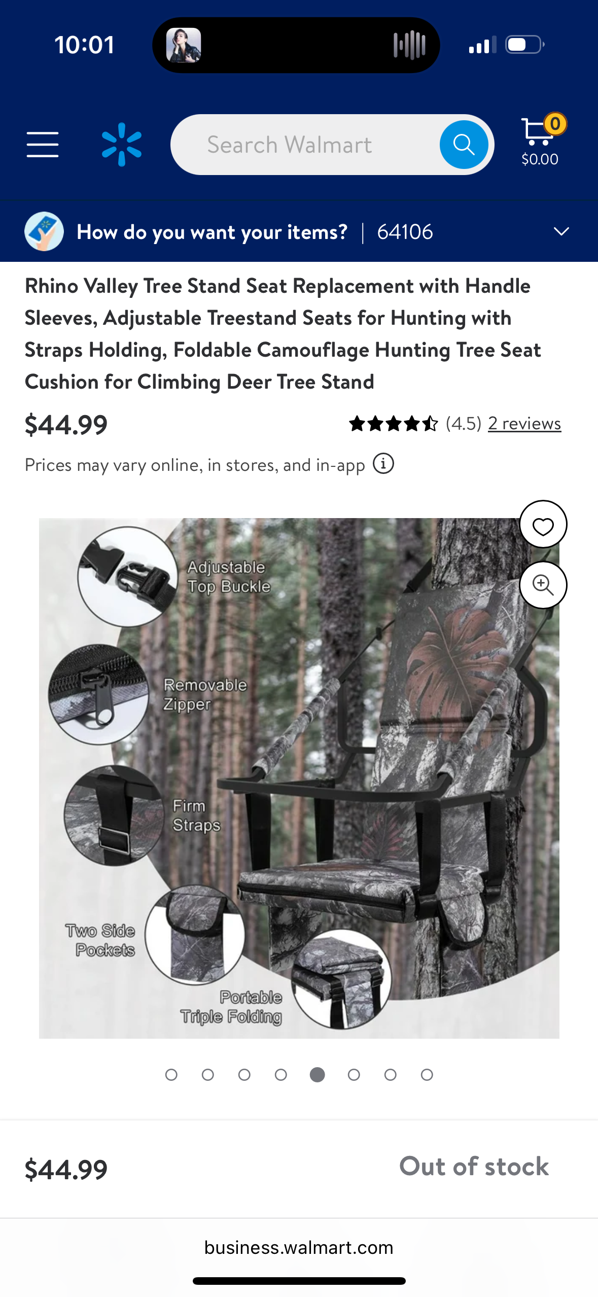 Rhino Valley Tree Stand Seat Replacement with Handle Sleeves, Adjustable Treestand Seats for Hunting with Straps Holding, Foldable Camouflage Hunting Tree Seat Cushion for Climbing Deer Tree Stand