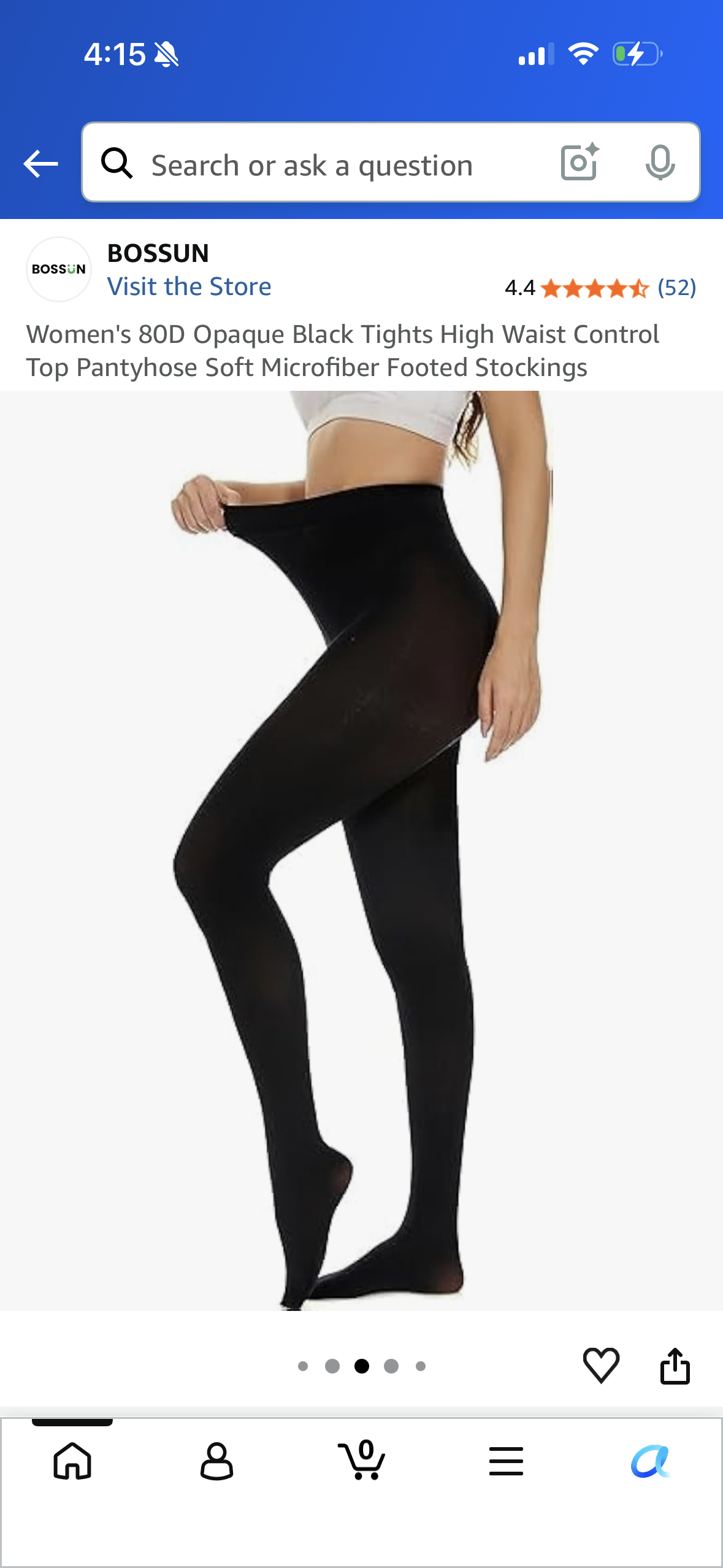 Women's 80D Opaque Black Tights High Waist Control Top Pantyhose Soft Microfiber Footed Stockings (Size Large/X-Large)
