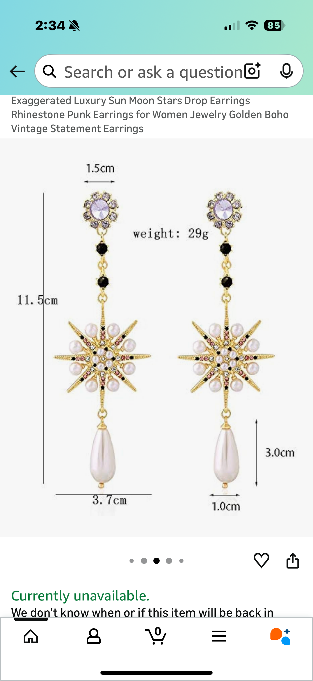 Exaggerated Luxury Sun Moon Stars Drop Earrings Rhinestone Punk Earrings for Women Jewelry Golden Boho Vintage Statement Earrings
