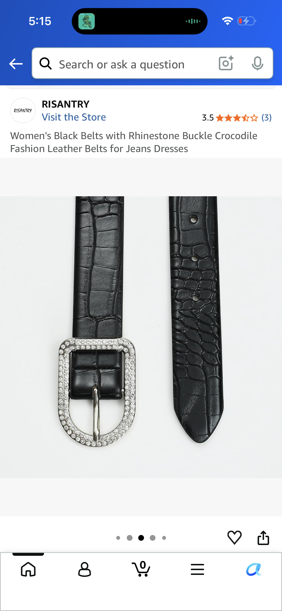 Women's Black Belts with Rhinestone Buckle Crocodile Fashion Leather Belts for Jeans Dresses