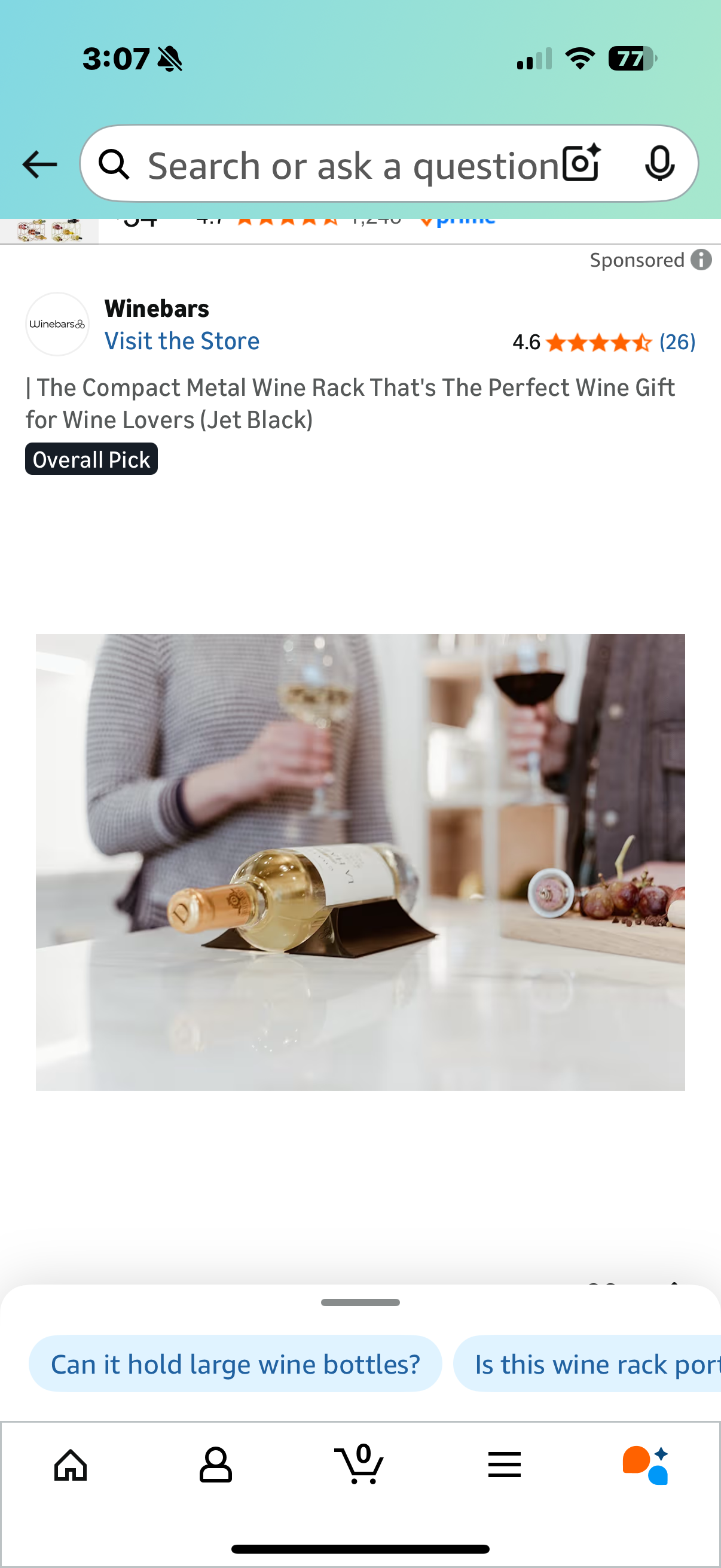 | The Compact Metal Wine Rack That's The Perfect Wine Gift for Wine Lovers (Jet Black