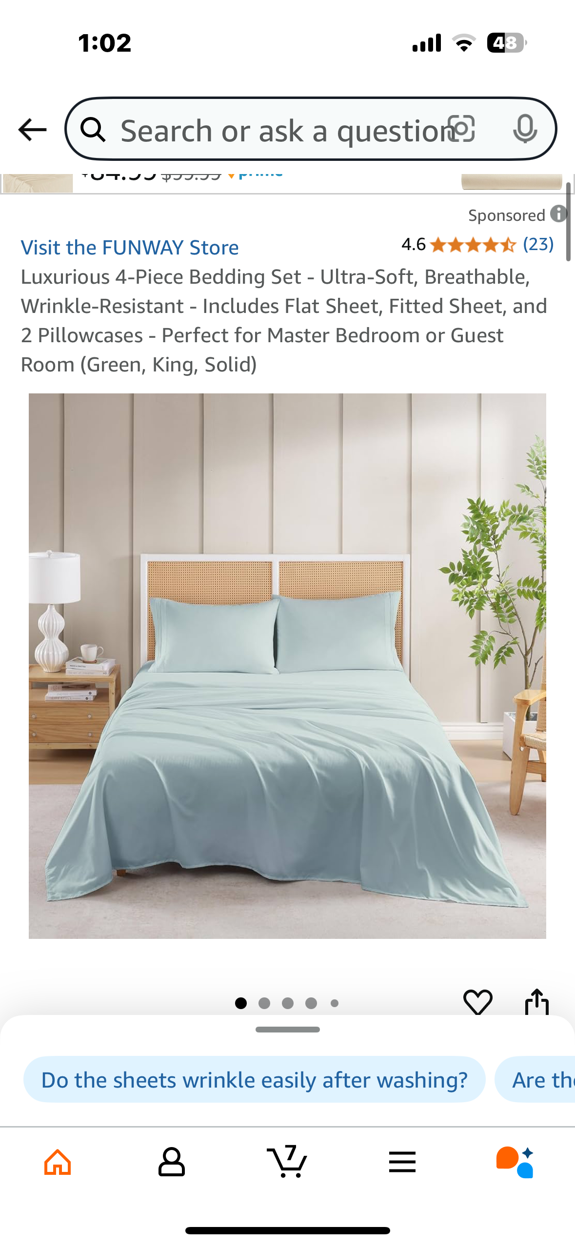 Luxurious 4-Piece Bedding Set - Ultra-Soft, Breathable, Wrinkle-Resistant - Includes Flat Sheet, Fitted Sheet, and 2 Pillowcases - Perfect for Master Bedroom or Guest Room (Green, King, Solid