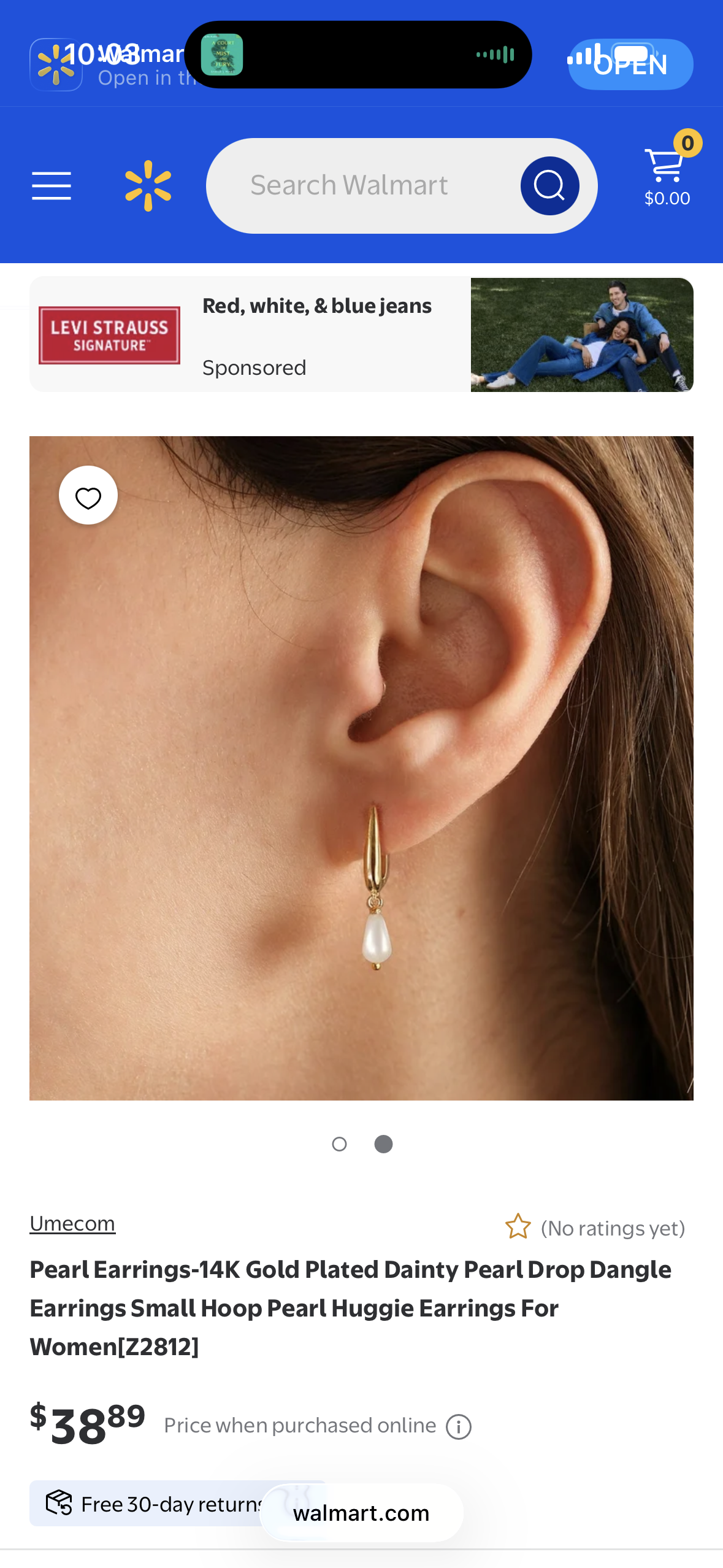 Pearl Earrings-14K Gold Plated Dainty Pearl Drop Dangle Earrings Small Hoop Pearl Huggie Earrings For Women