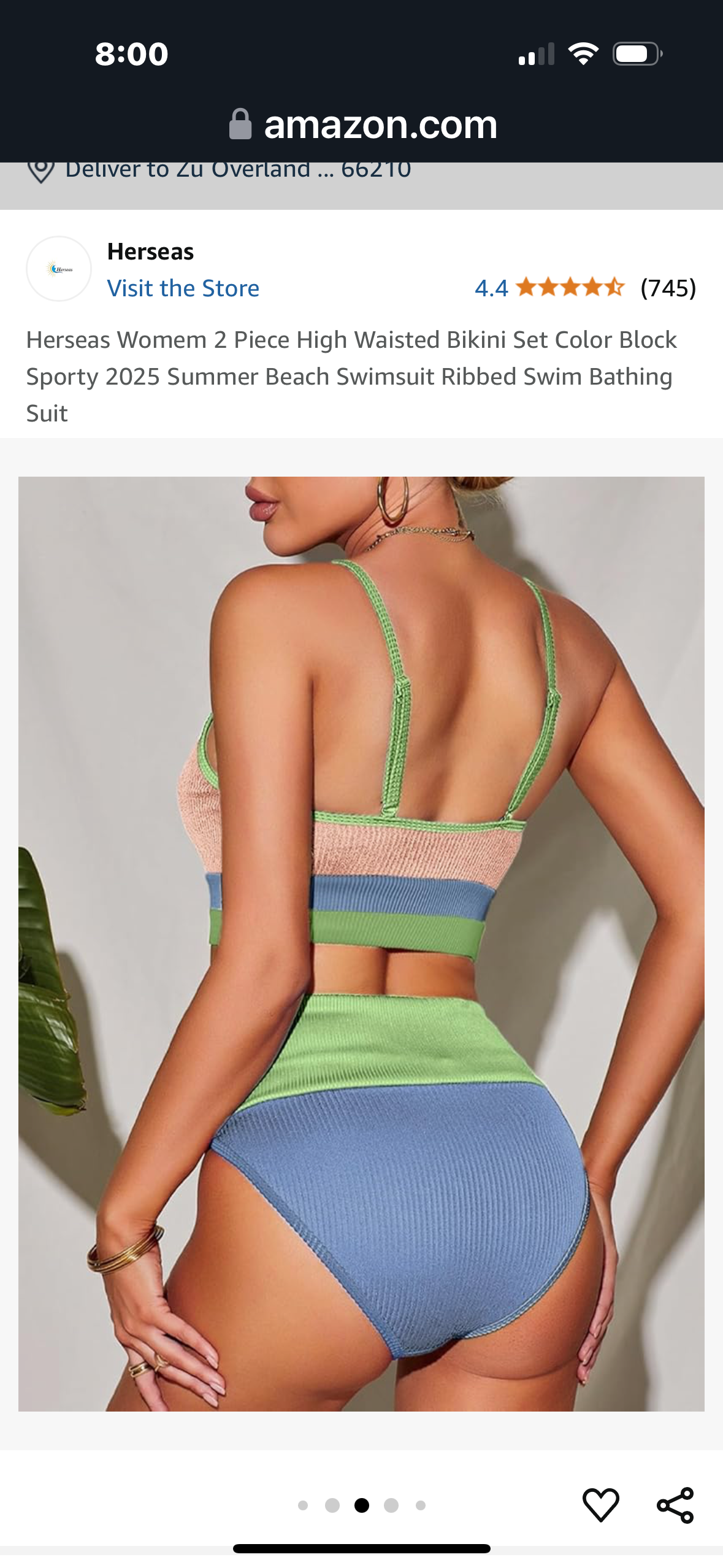 Herseas Womem 2 Piece High Waisted Bikini Set Color Block Sporty 2025 Summer Beach Swimsuit Ribbed Swim Bathing Suit Size XXL