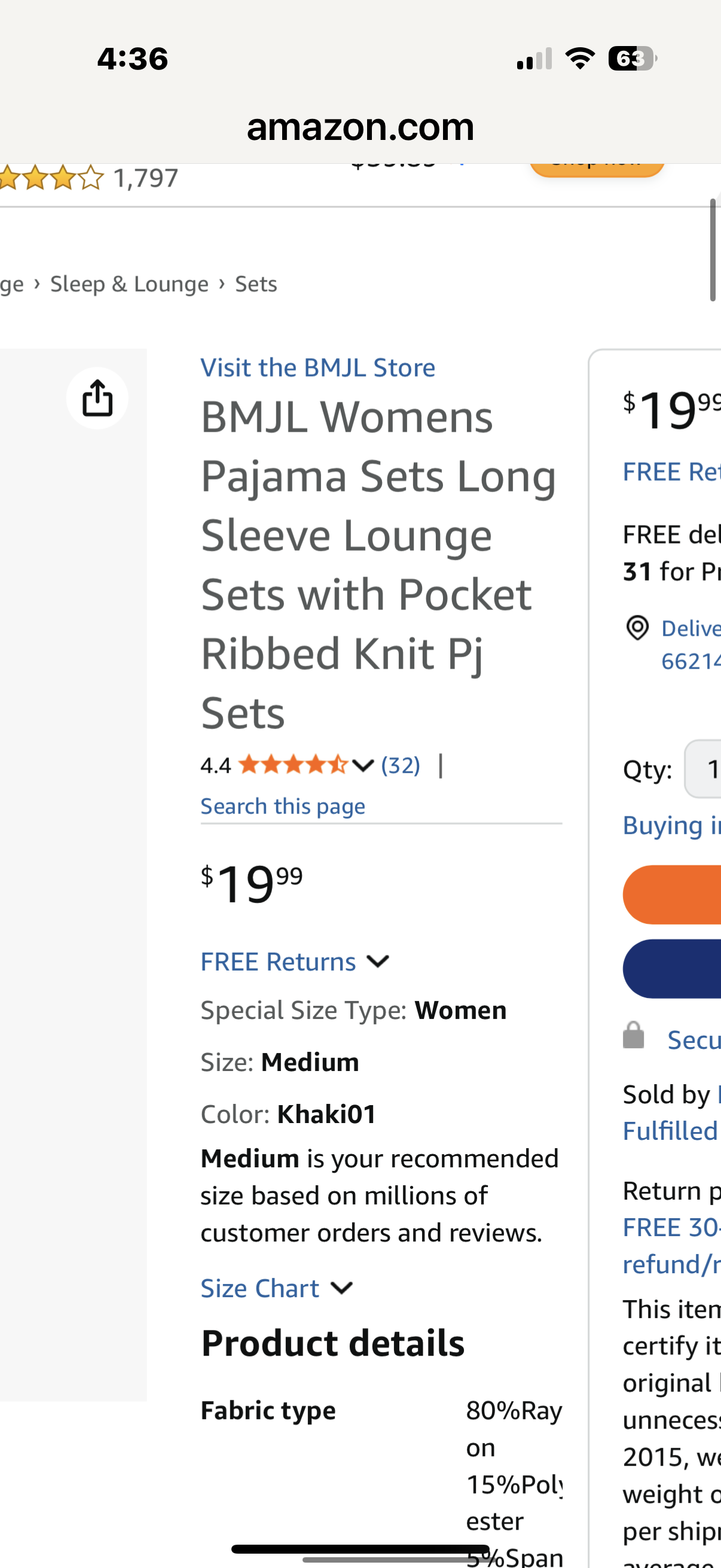 BMJL Womens Pajama Sets Long Sleeve Lounge Sets with Pocket Ribbed Knit Pj Sets (Size Medium )