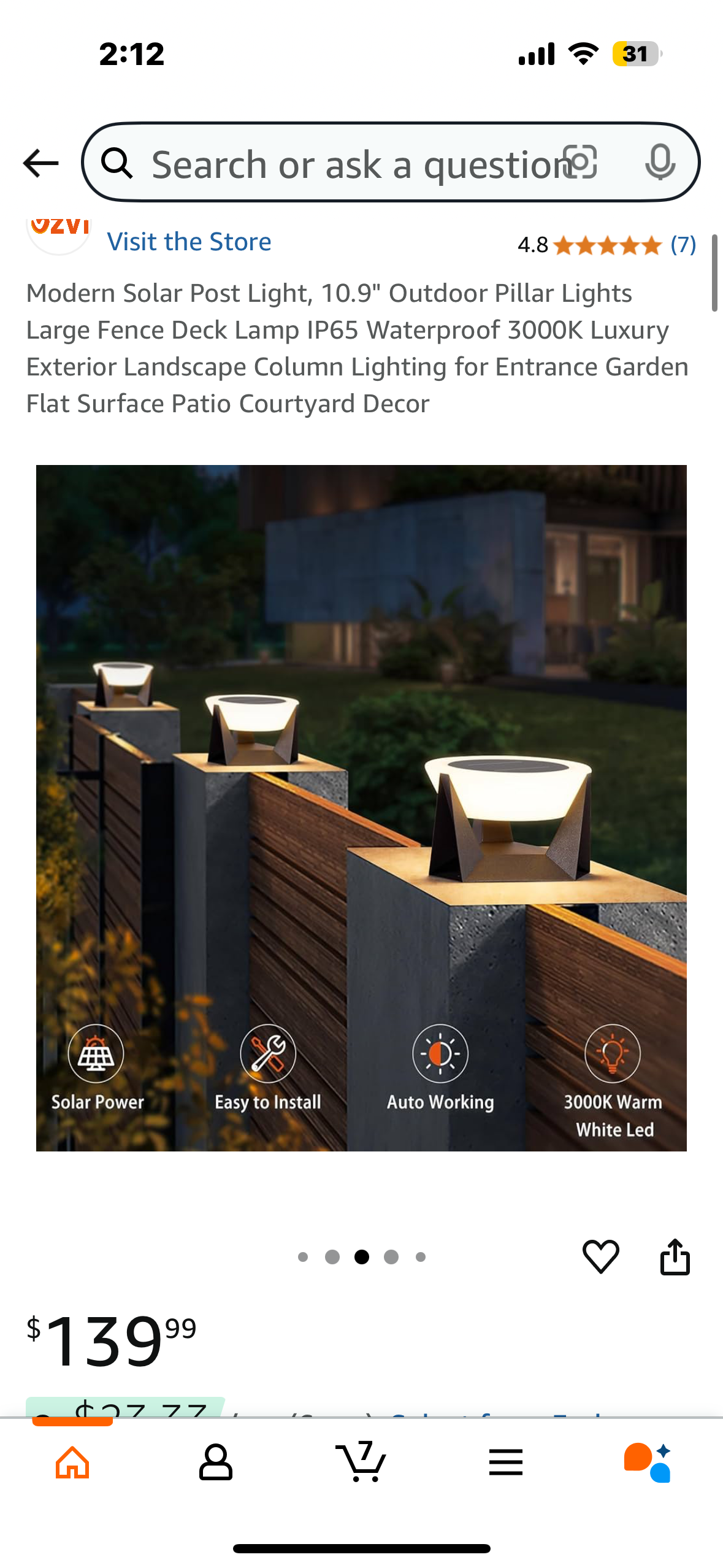 Modern Solar Post Light, 10.9" Outdoor Pillar Lights Large Fence Deck Lamp IP65 Waterproof 3000K Luxury Exterior Landscape Column Lighting for Entrance Garden Flat Surface Patio Courtyard Decor