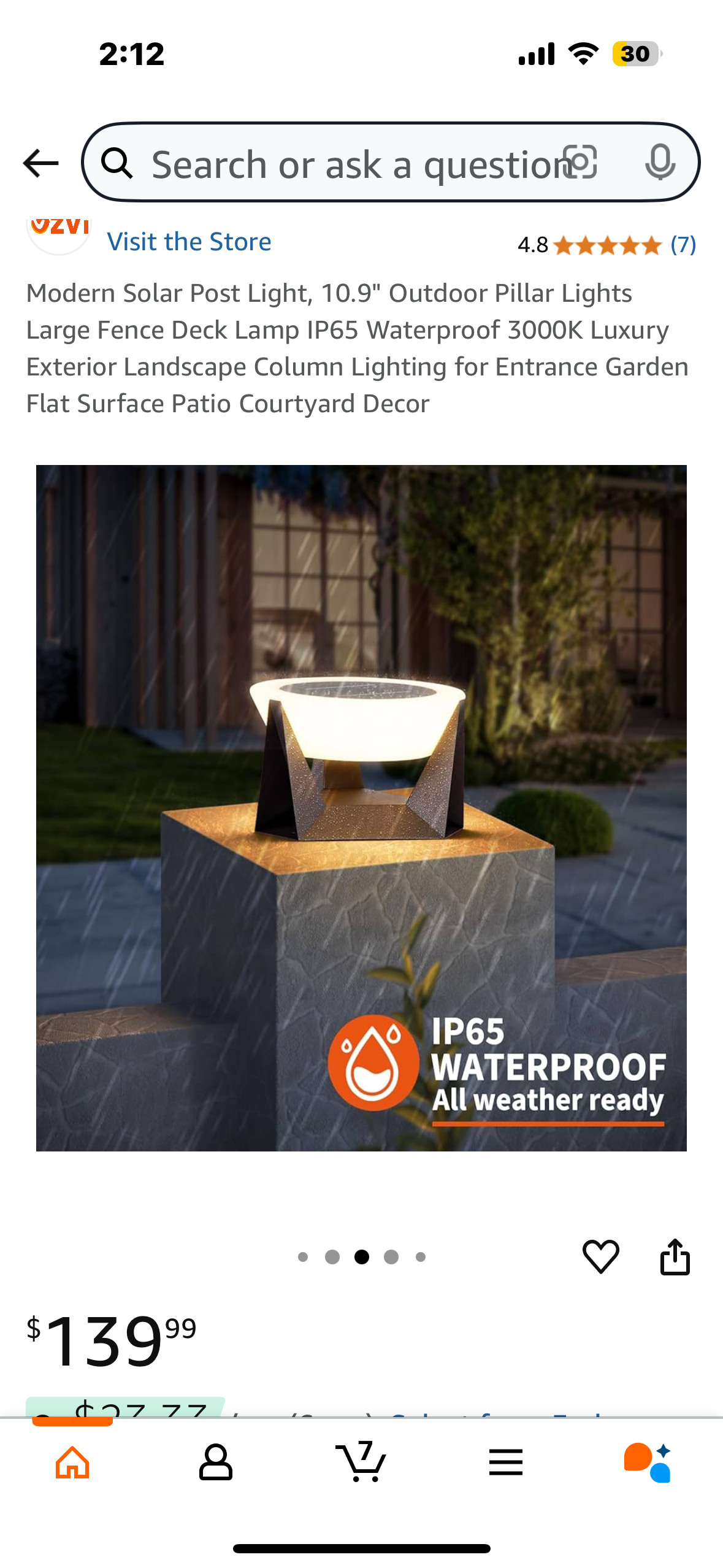 Modern Solar Post Light, 10.9" Outdoor Pillar Lights Large Fence Deck Lamp IP65 Waterproof 3000K Luxury Exterior Landscape Column Lighting for Entrance Garden Flat Surface Patio Courtyard Decor