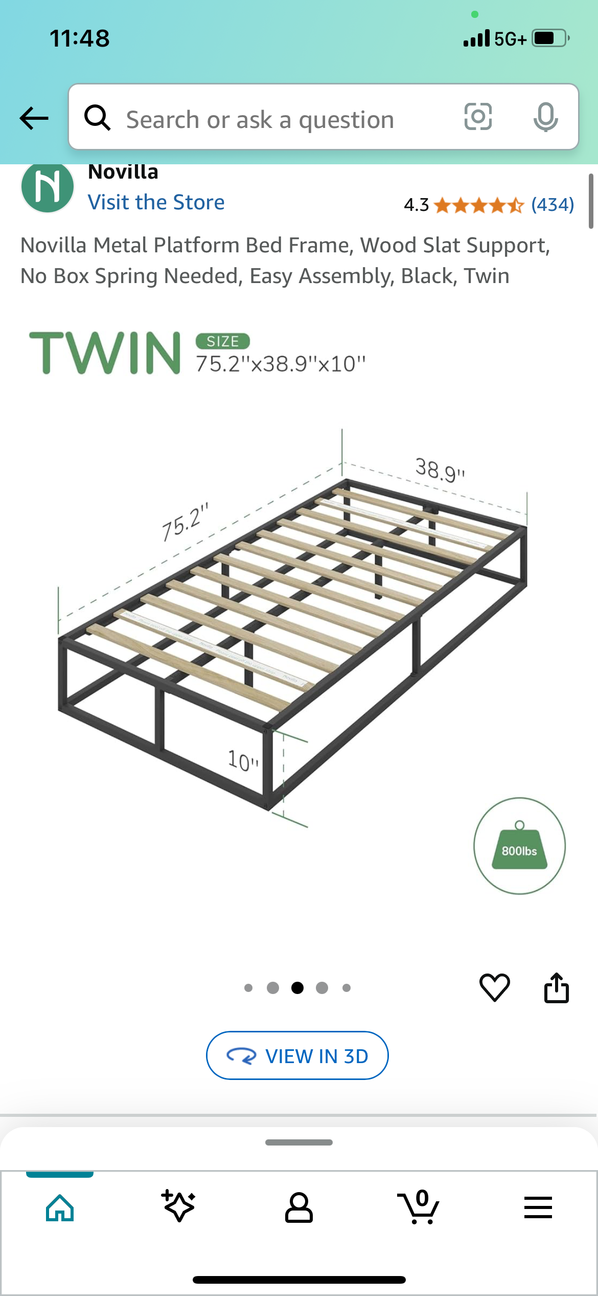 New - Metal Twin Size Bed Frame, Black (B867)