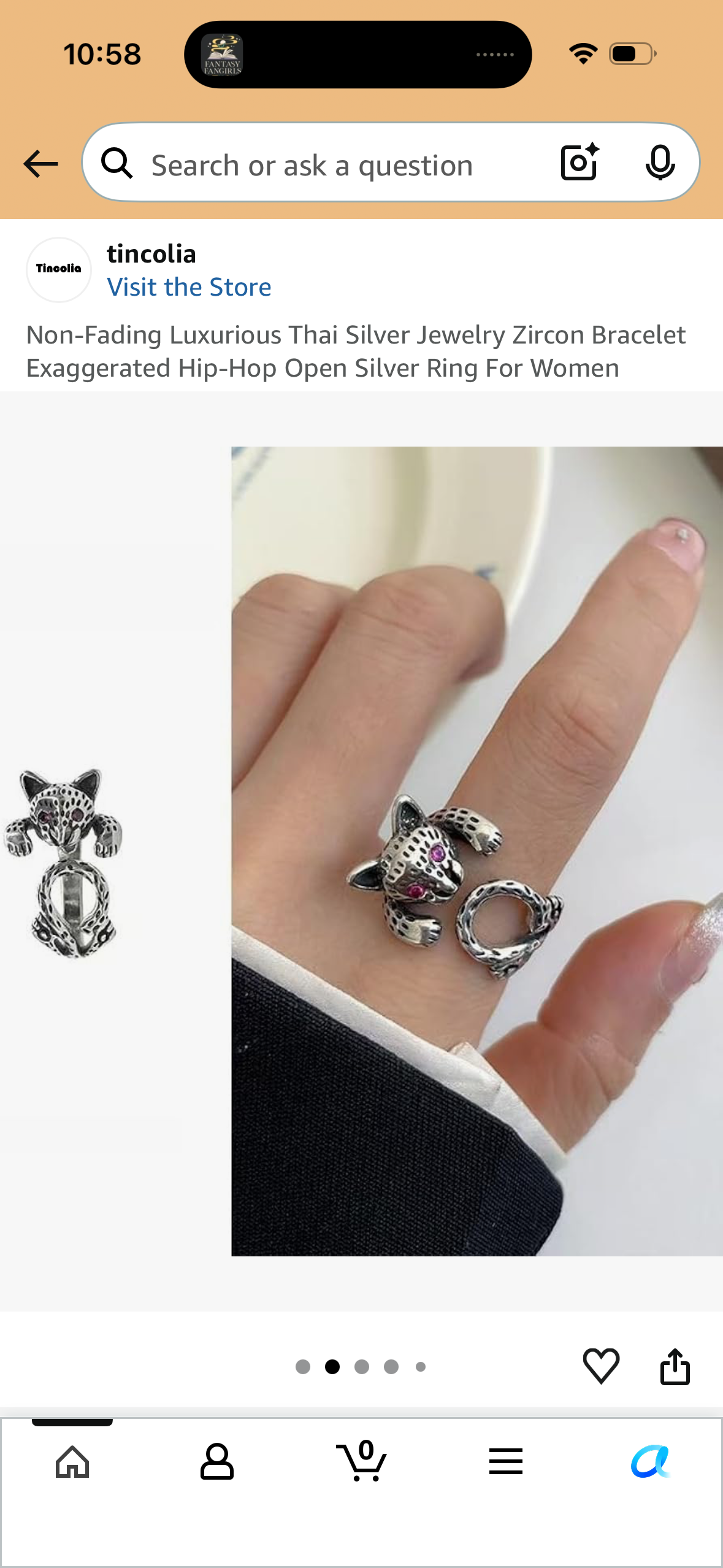 Non-Fading Luxurious Thai Silver Jewelry Zircon Exaggerated Hip-Hop Open Silver Ring For Women, Adjustable Ring