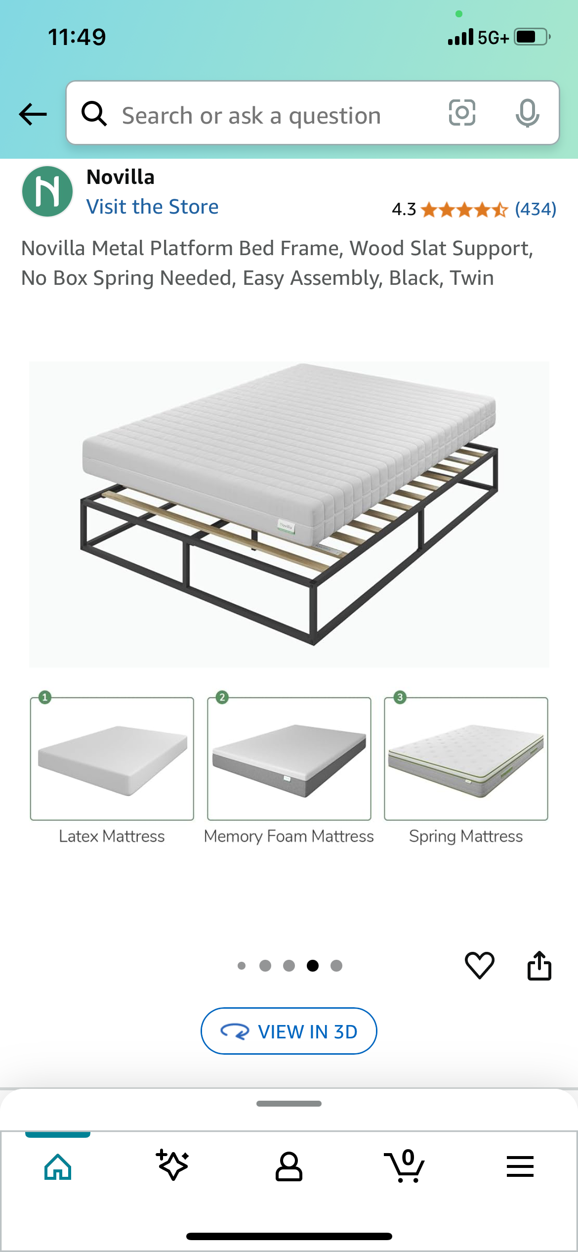 New - Metal Twin Size Bed Frame, Black (B867)