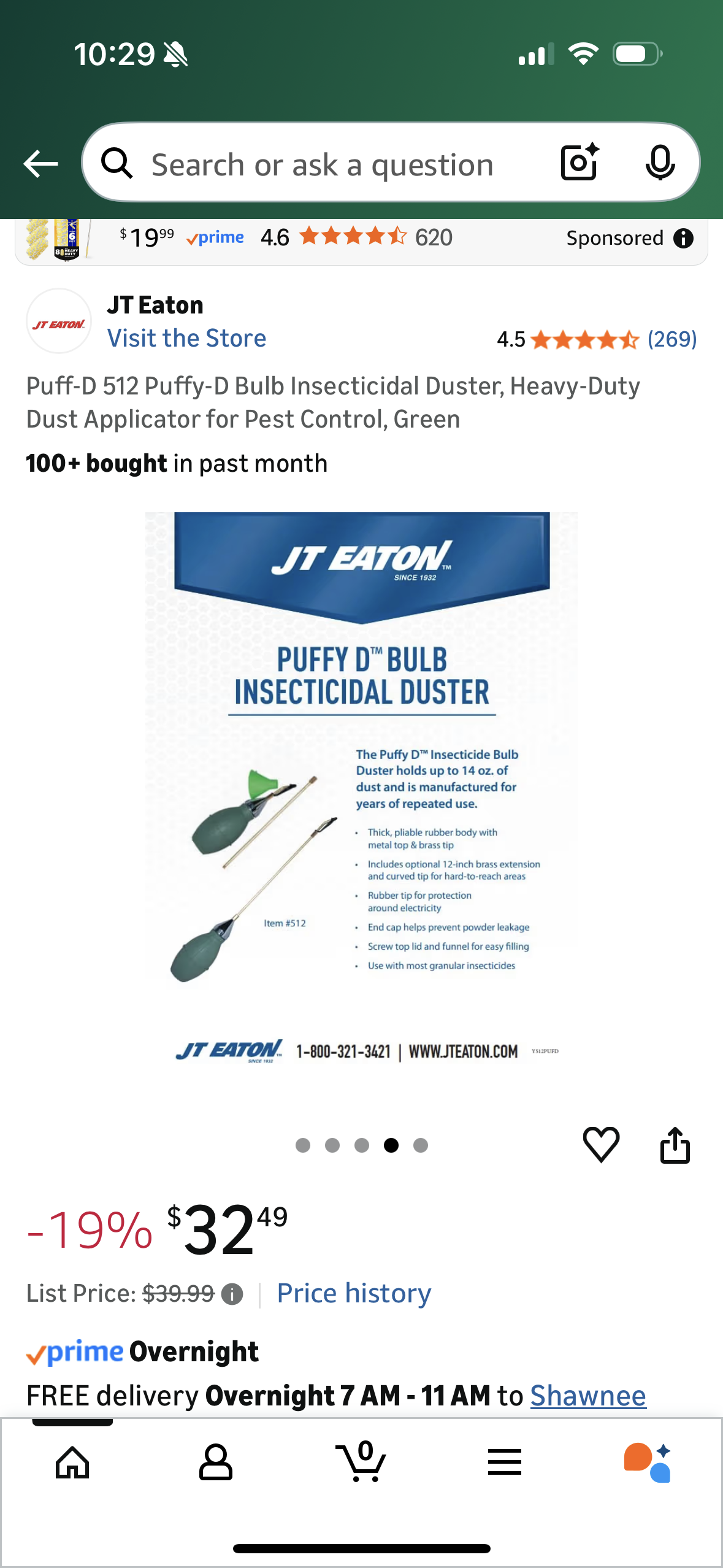 Puff-D 512 Puffy-D Bulb Insecticidal Duster, Heavy-Duty Dust Applicator for Pest Control, Green