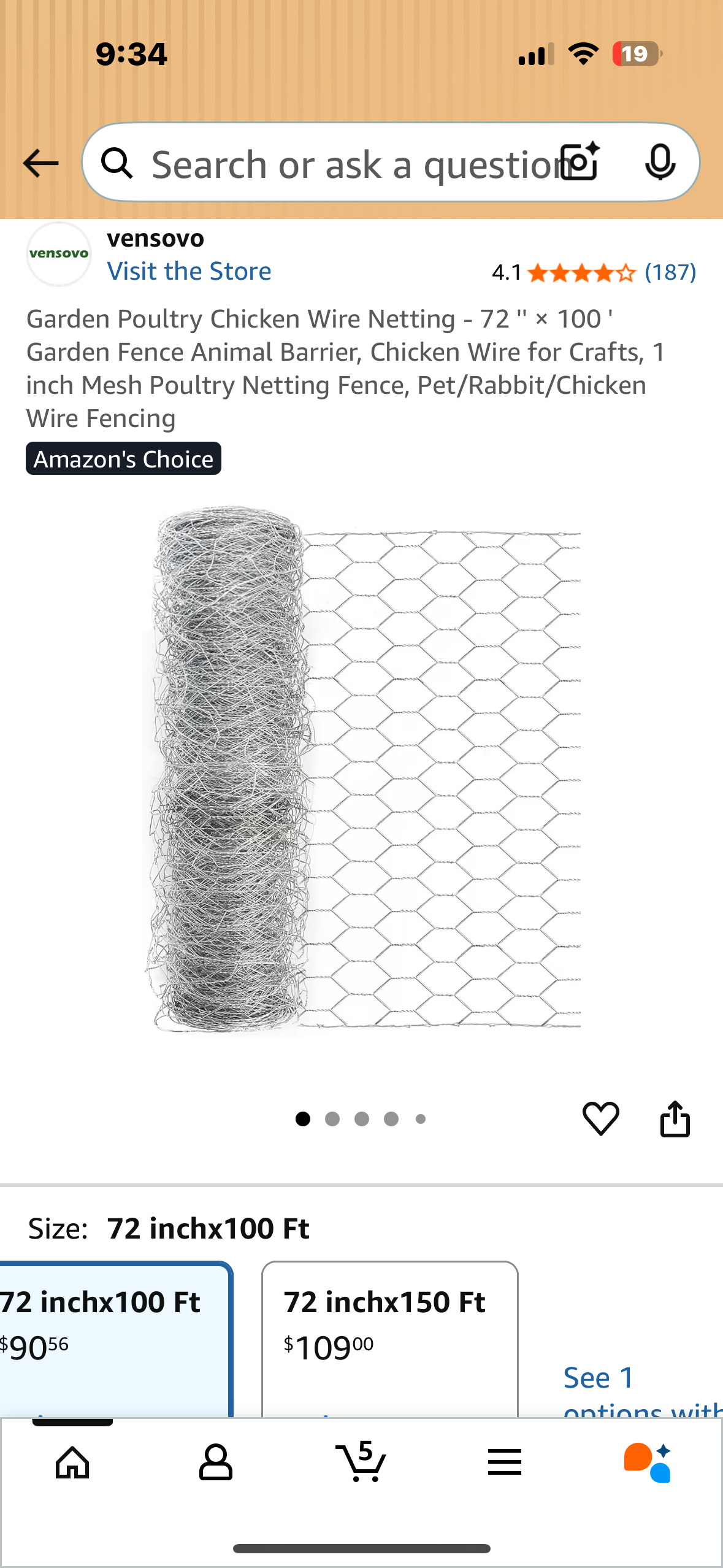 Garden Poultry Chicken Wire Netting - 72 " × 100' Garden Fence Animal Barrier, Chicken Wire for Crafts, 1 inch Mesh Poultry Netting Fence, Pet/Rabbit/Chicken Wire Fencing Amazon's Choice (G886)