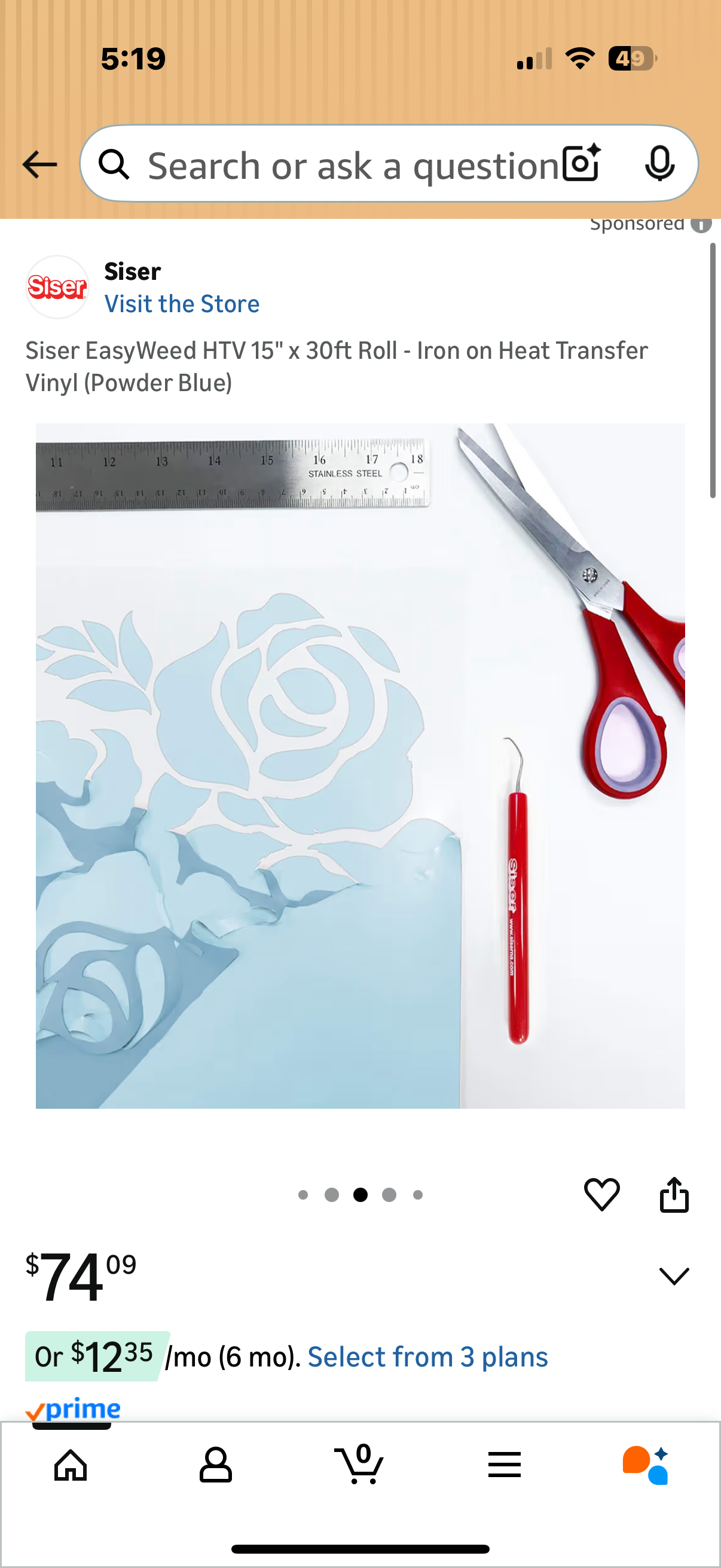 Siser EasyWeed HTV 15" x 30ft Roll - Iron on Heat Transfer Vinyl (Powder Blue)